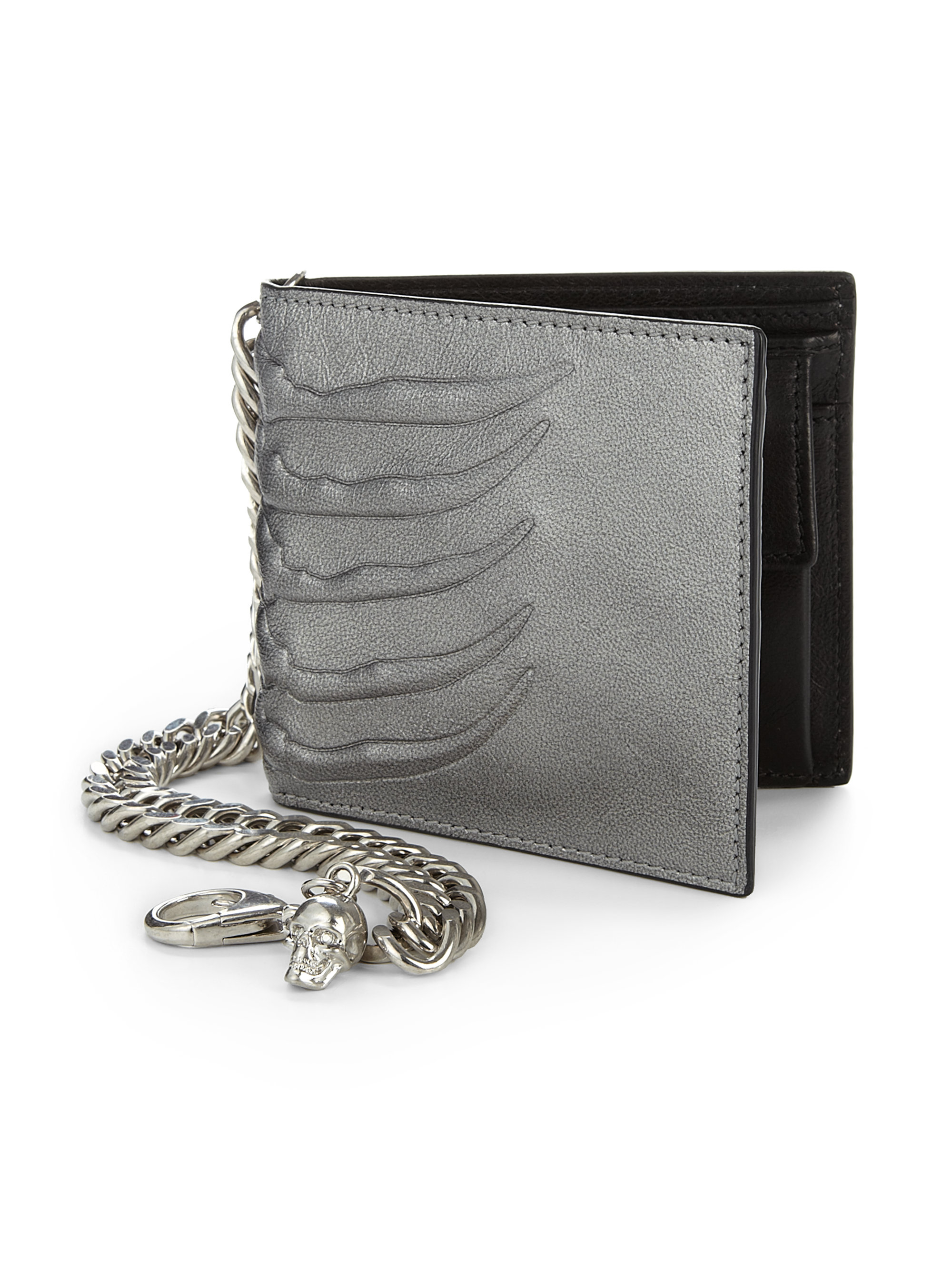 Embossed Leather Chain Wallet 