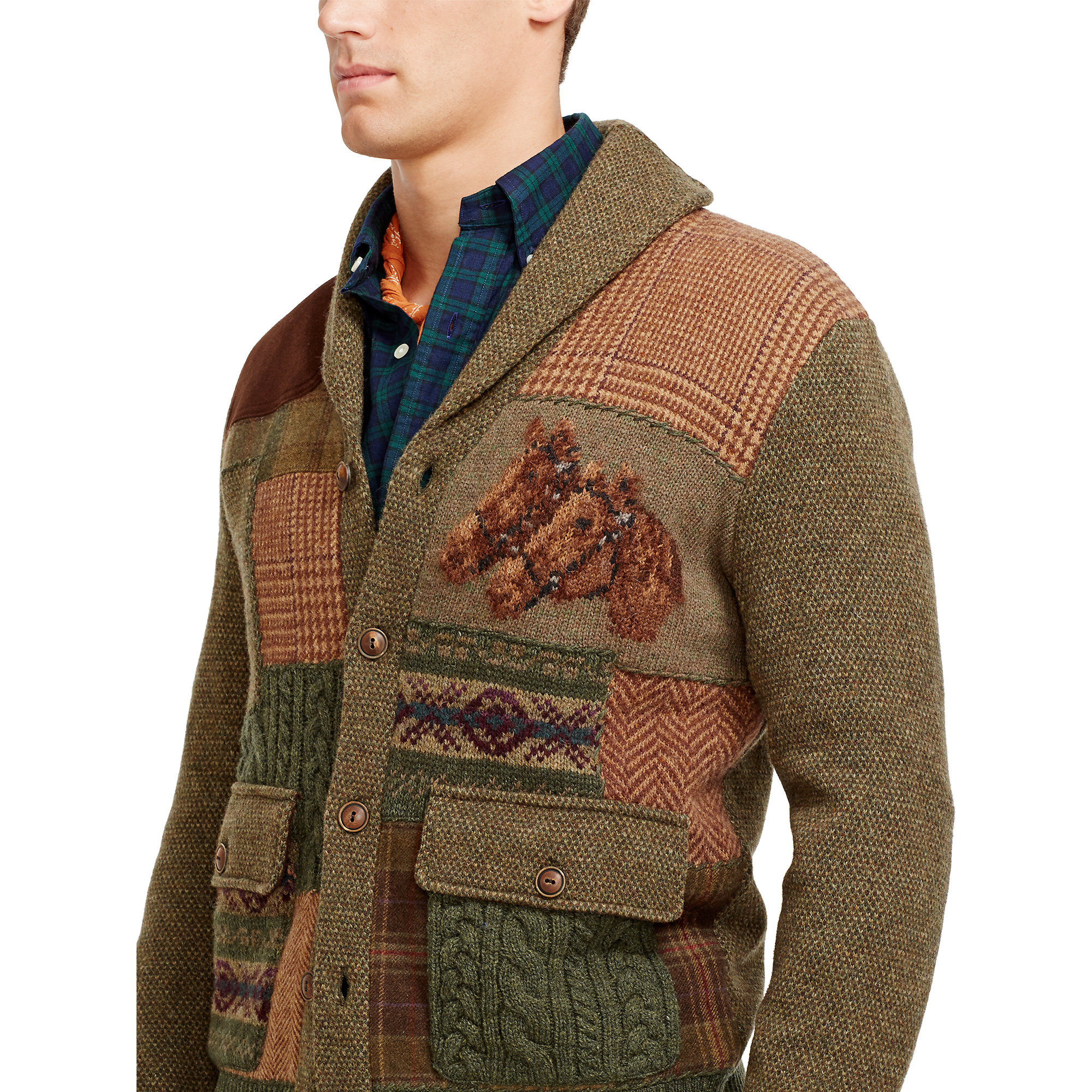 Polo Ralph Lauren Patchwork Shawl Cardigan in Brown Patchwork (Brown) for  Men - Lyst