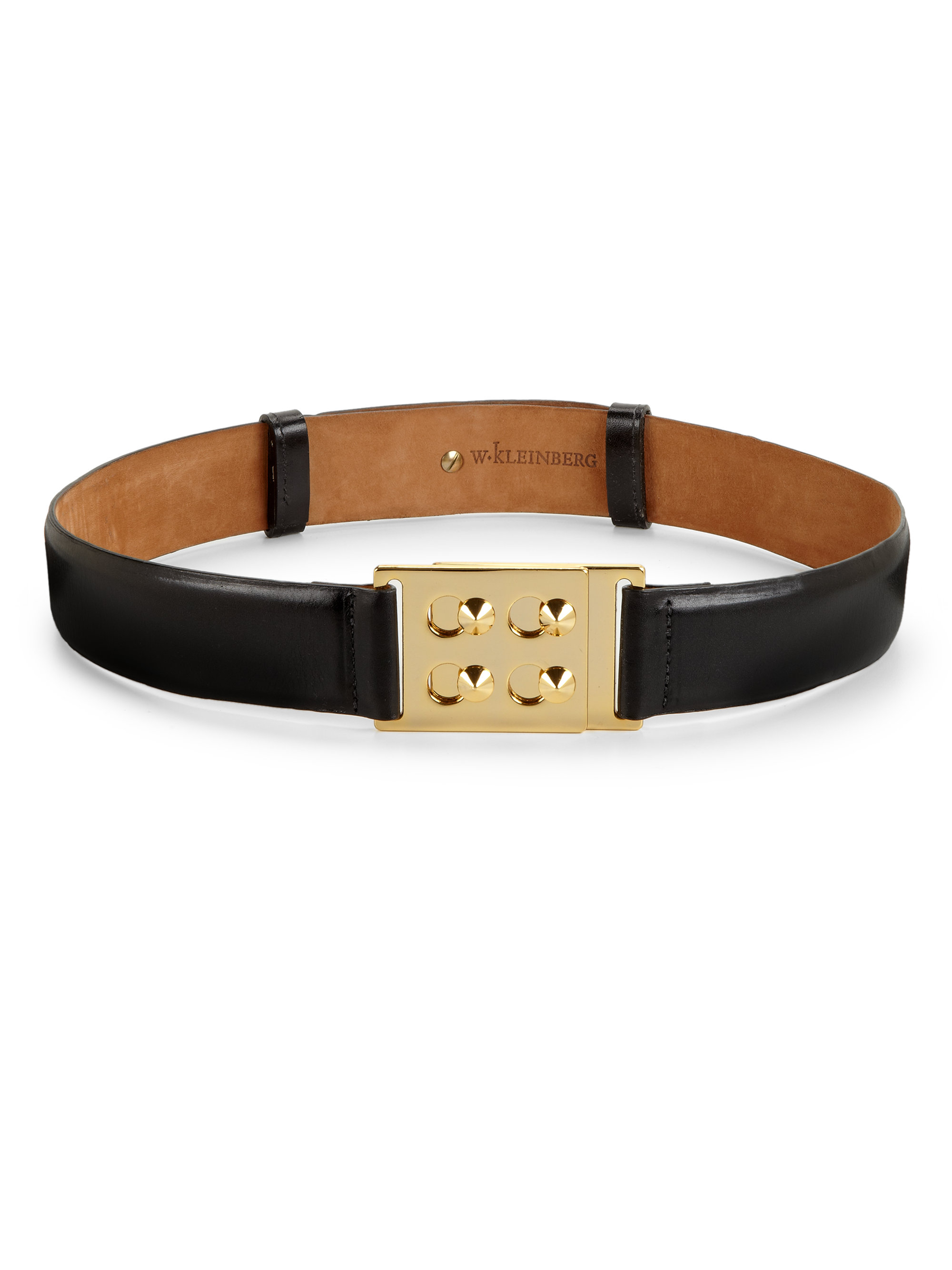 Lyst W. Kleinberg Gold Plaque Belt in Black