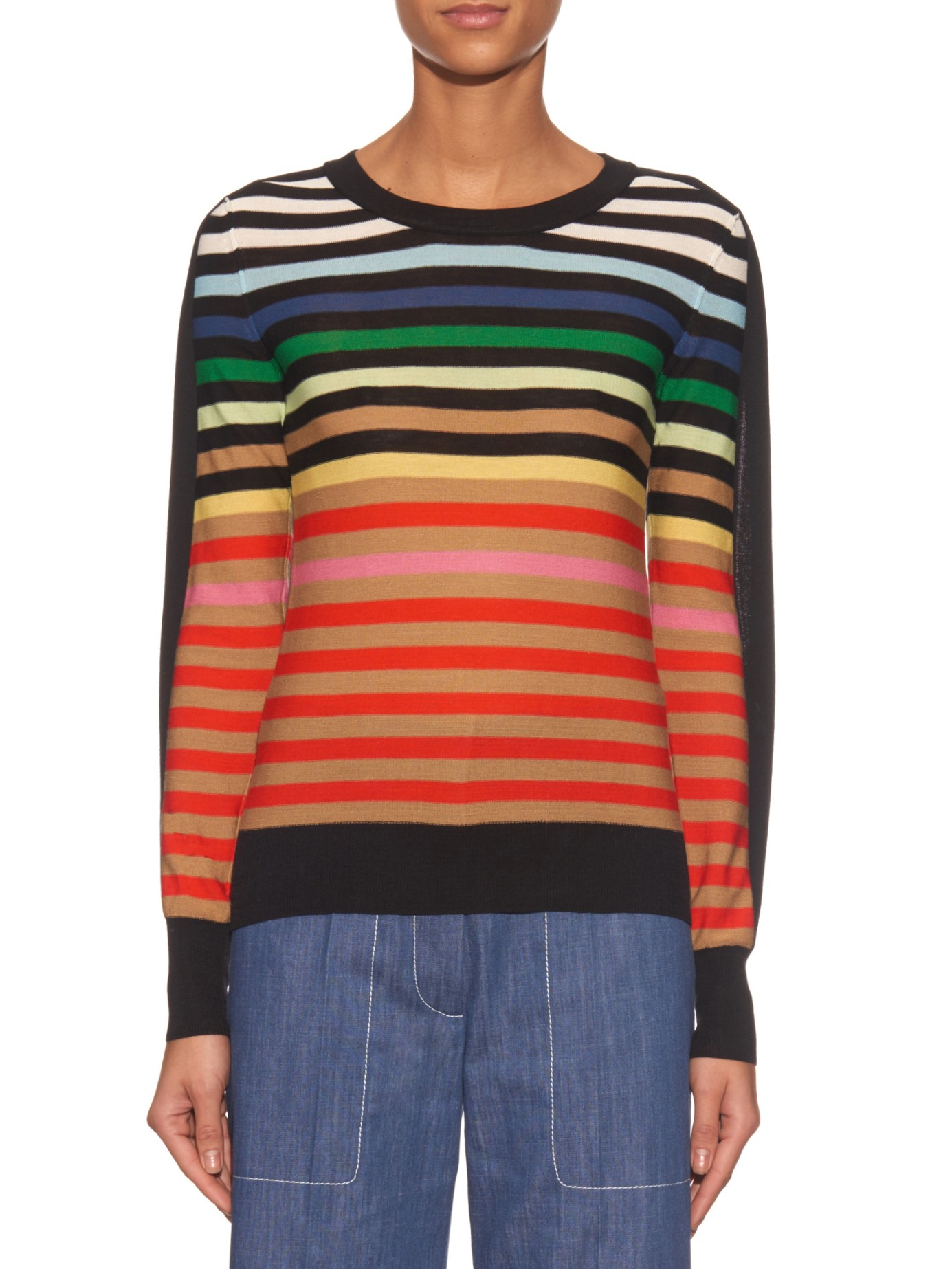 Sonia Rykiel Striped Silk-and Cotton-blend Sweater - Lyst