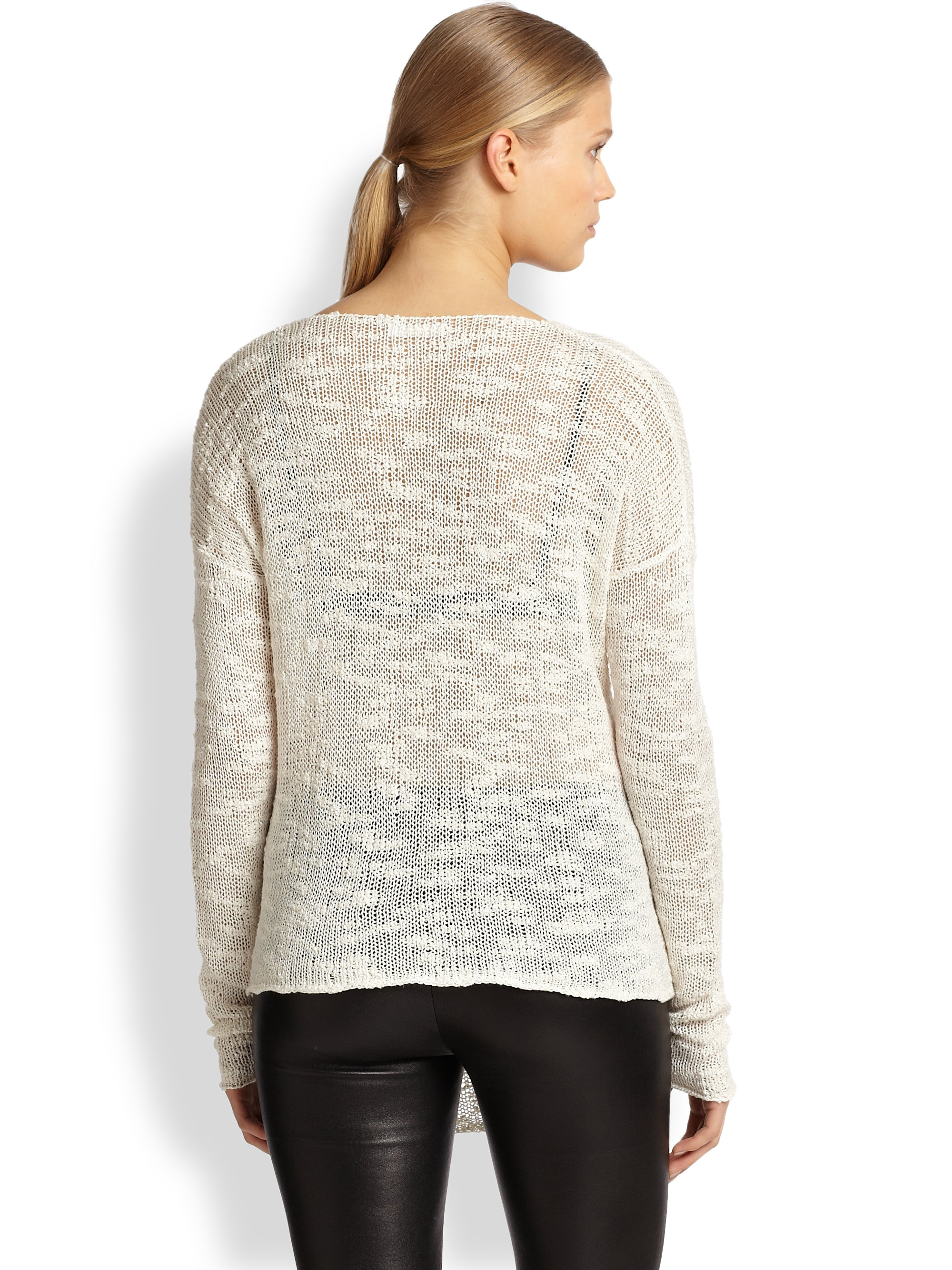 Helmut Lang Slub Silk Knit Sweater in White - Lyst