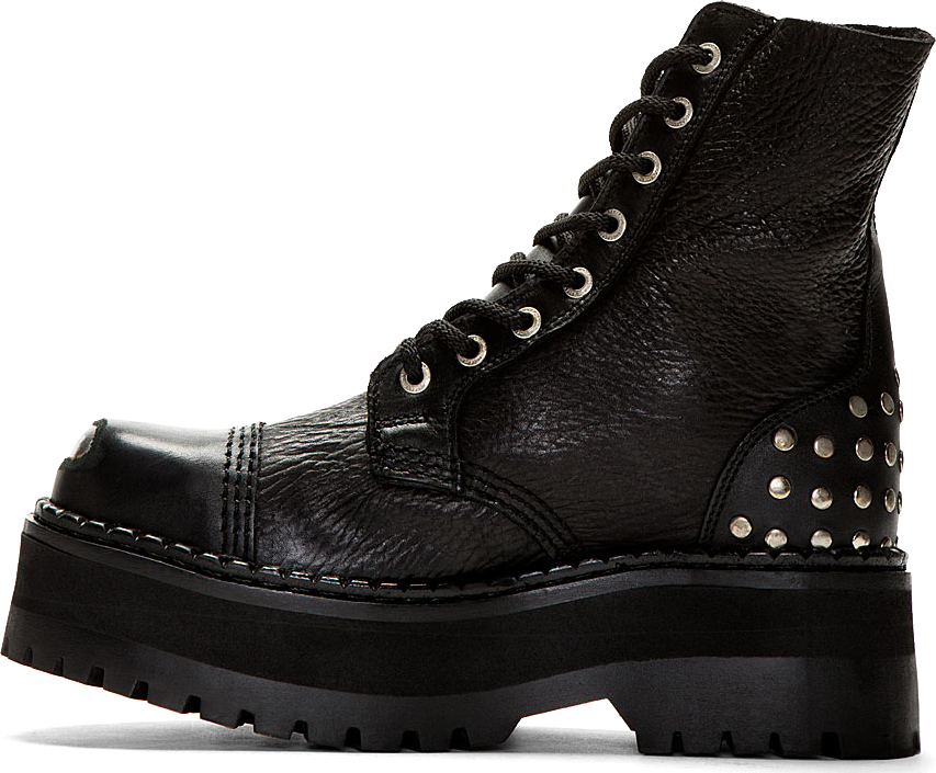 black steel toe combat boots