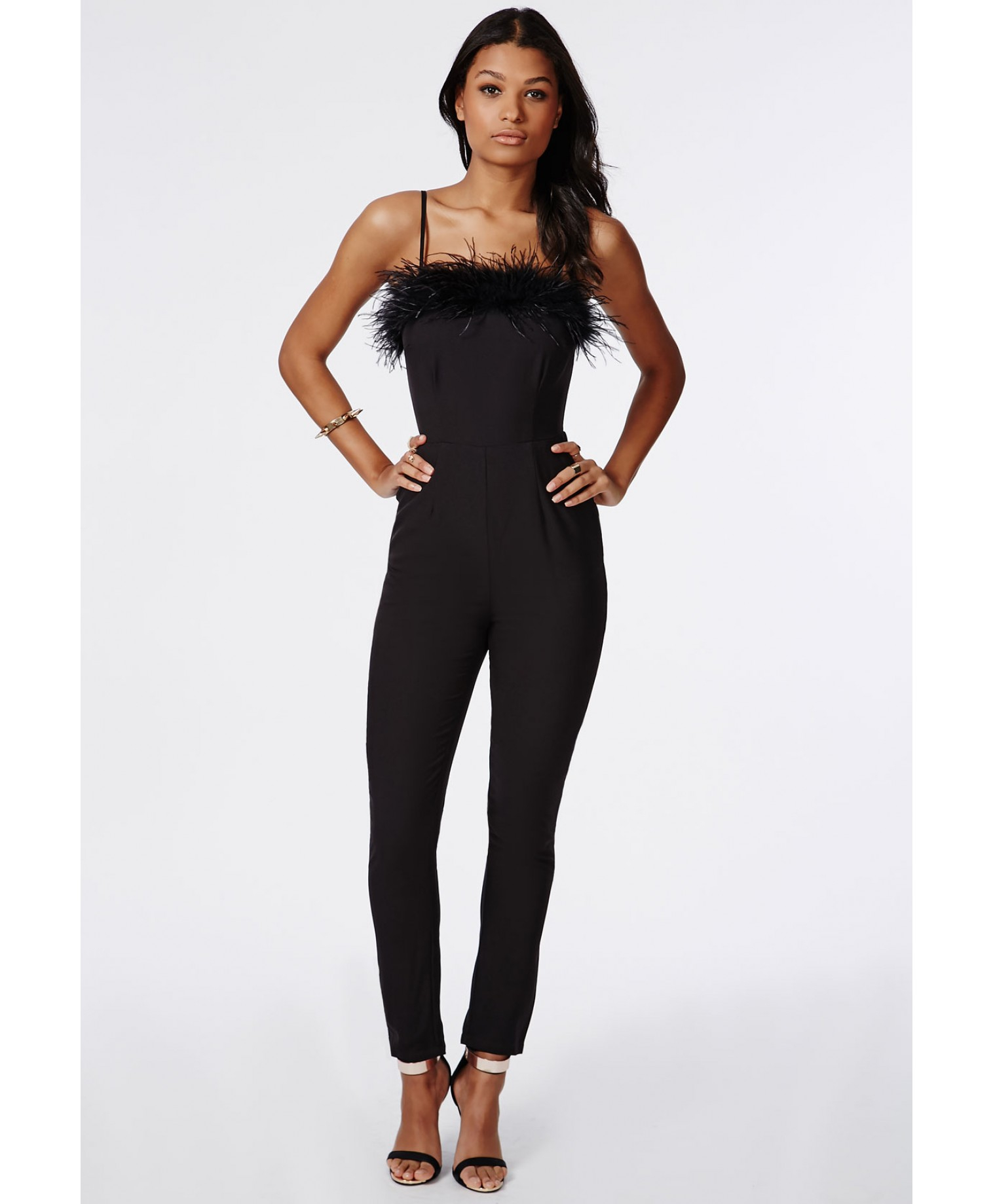 black feather jumpsuit