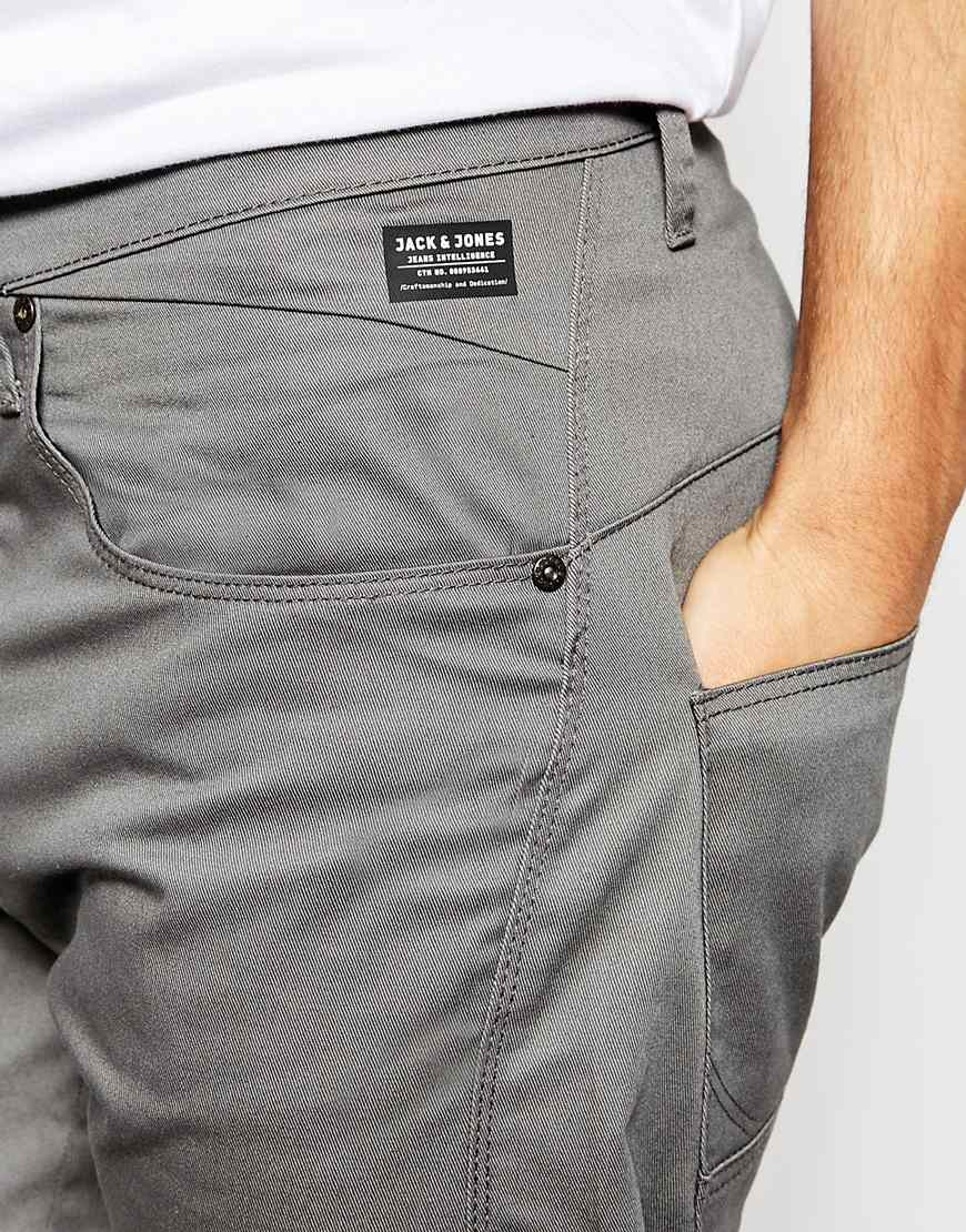 Jack & Jones Cotton Anti Fit Chinos in Charcoal (Gray) for Men - Lyst