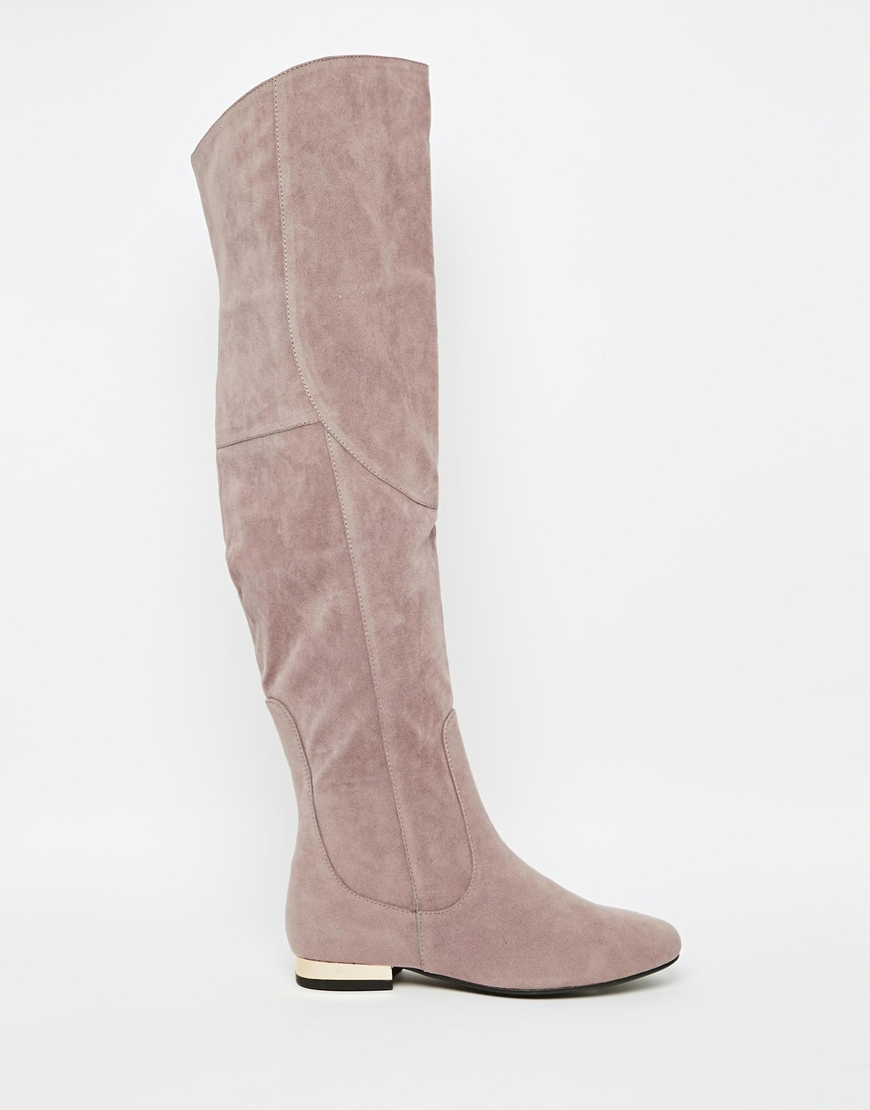 grey over the knee flat boots