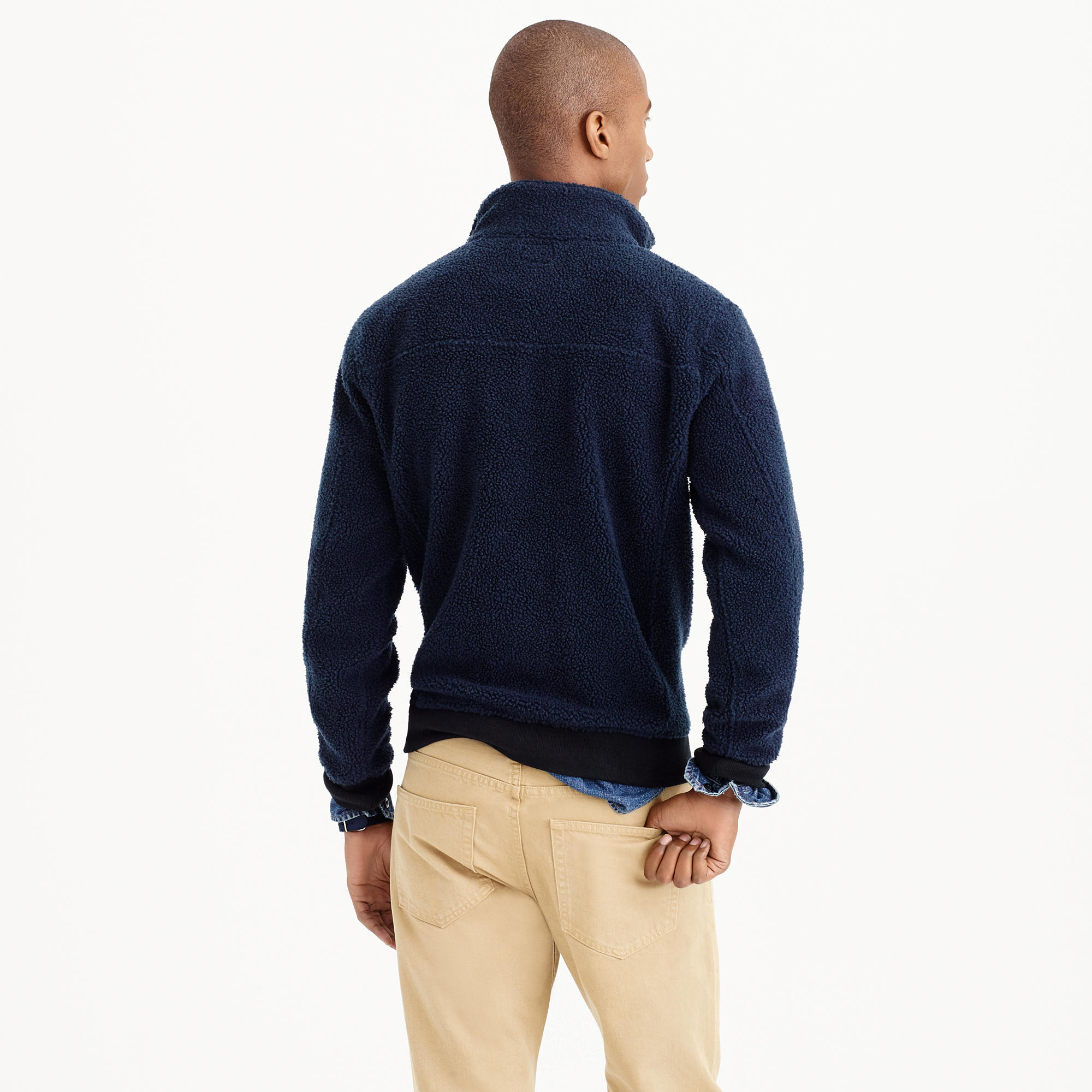 J.Crew Grizzly Fleece Pullover Jacket in Navy (Blue) for Men - Lyst