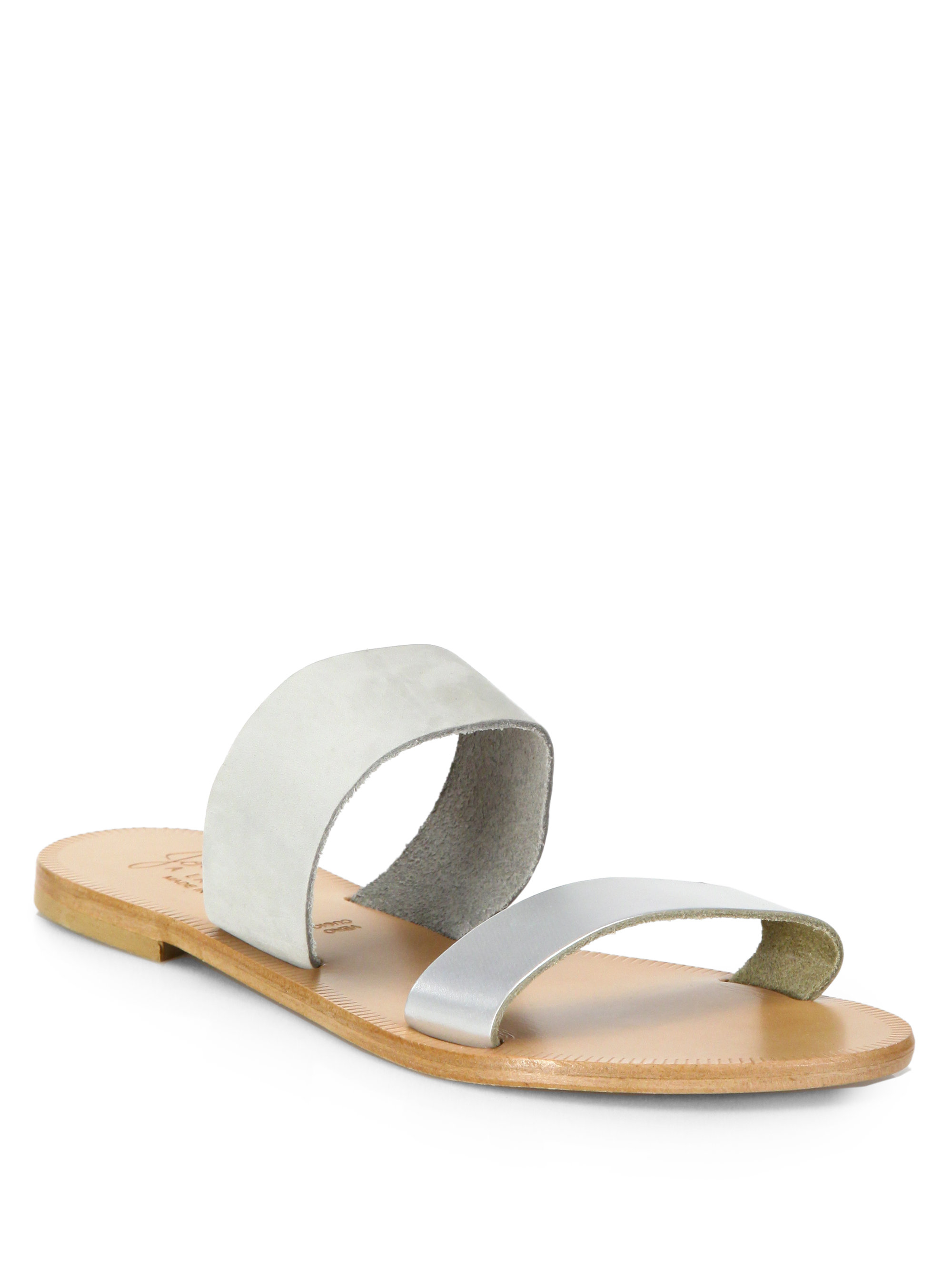 silver double strap sandals