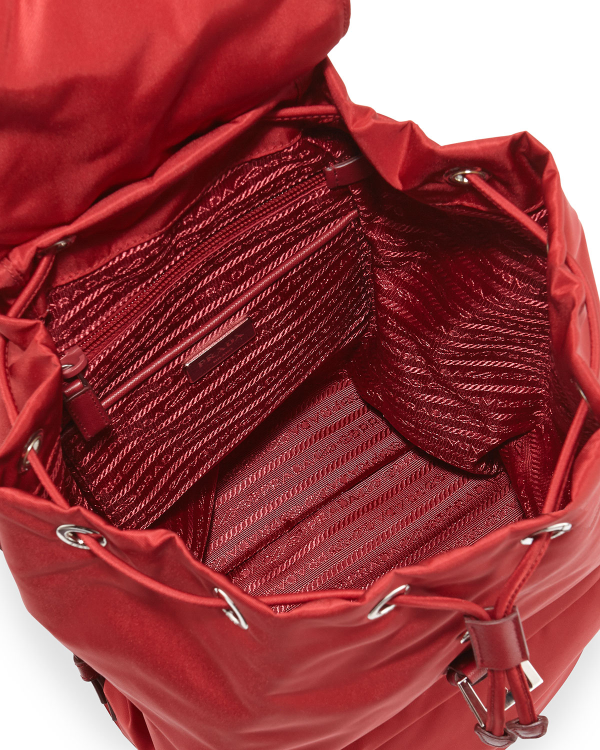 Prada Vela Large Drawstring Backpack in Red | Lyst
