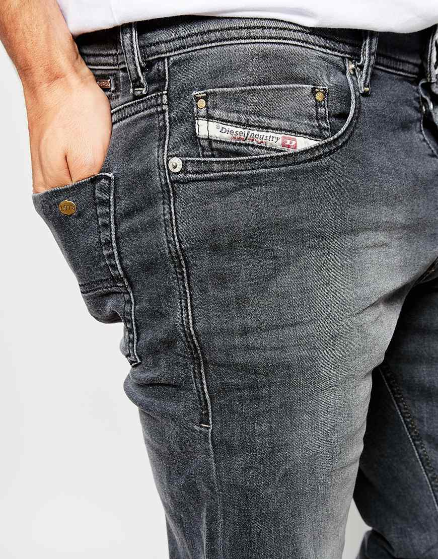 DIESEL Jeans Tepphar 662u Skinny Fit Stretch Mid Grey Wash in Gray for ...
