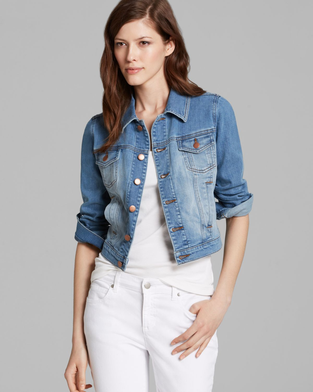 eileen fisher cropped denim jacket