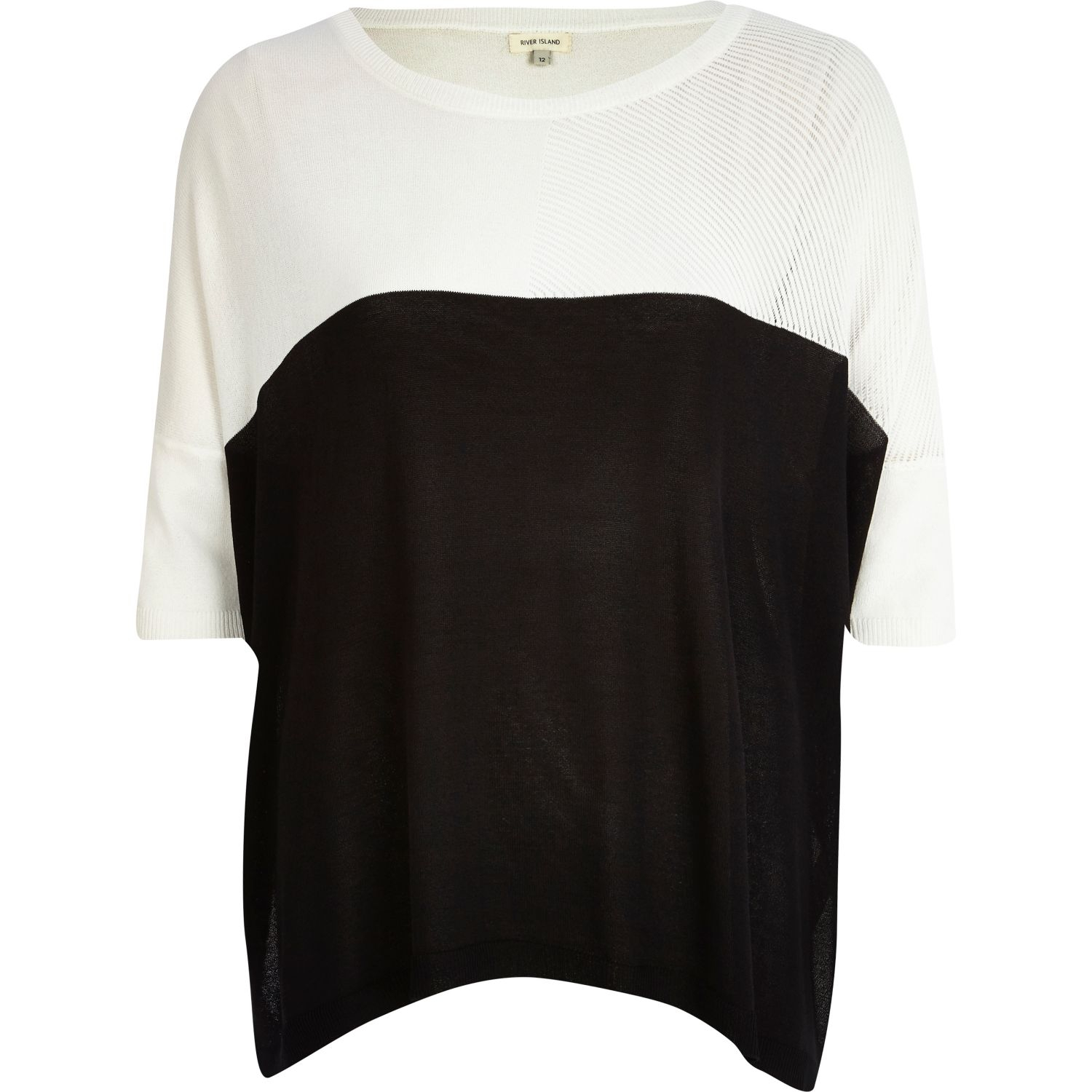 River island Black And White Color Block TShirt in White (black) Lyst