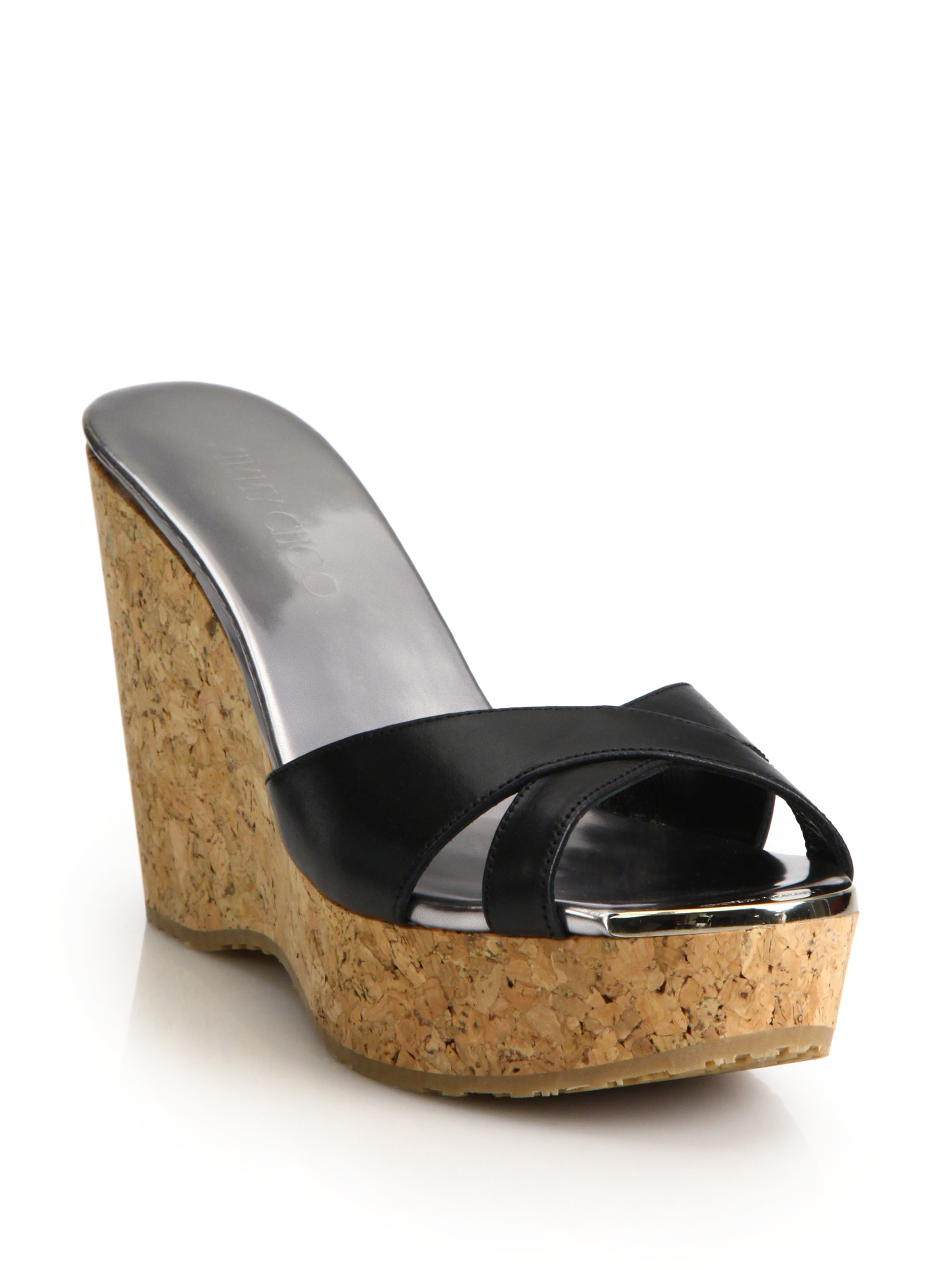 Jimmy choo Perfume Leather Cork Platform Wedge  Sandals  