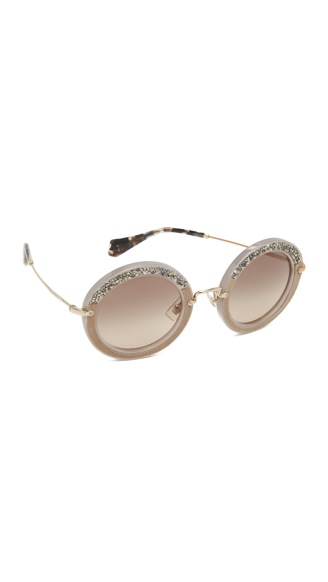 Miu Miu Round Crystal Sunglasses in Gray | Lyst