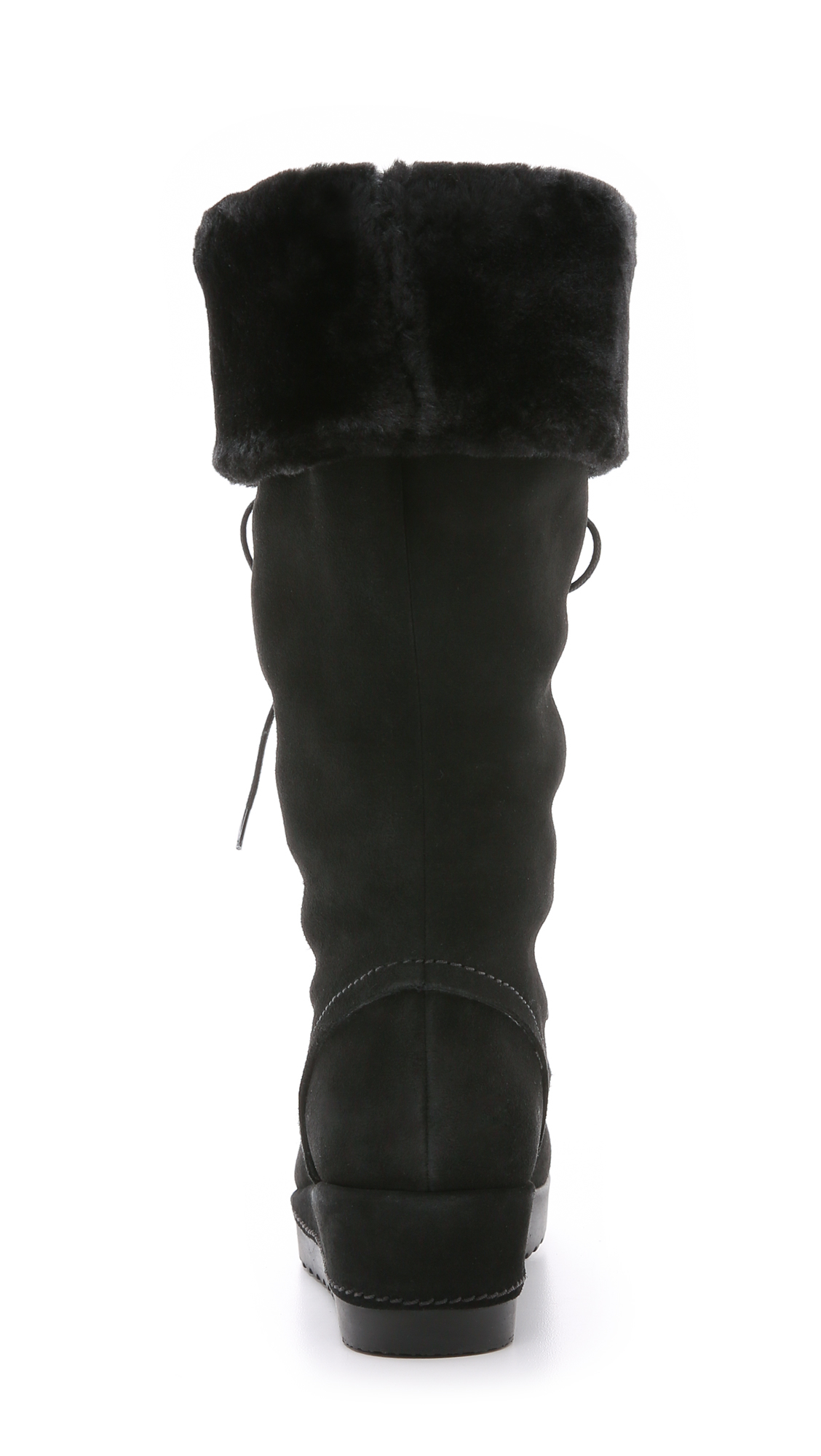 Stuart weitzman Bigfoot Faux Fur Lined Boots - Black in Black | Lyst