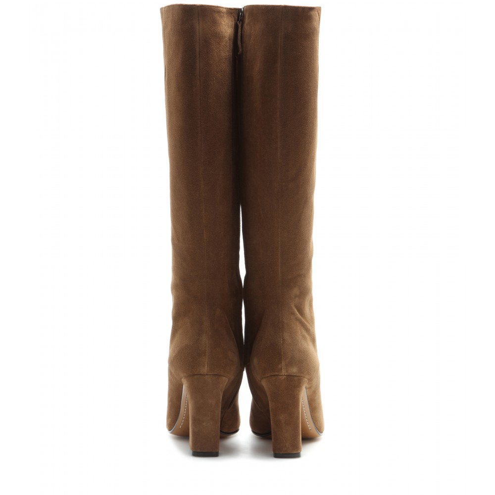 suede lace up knee high boots