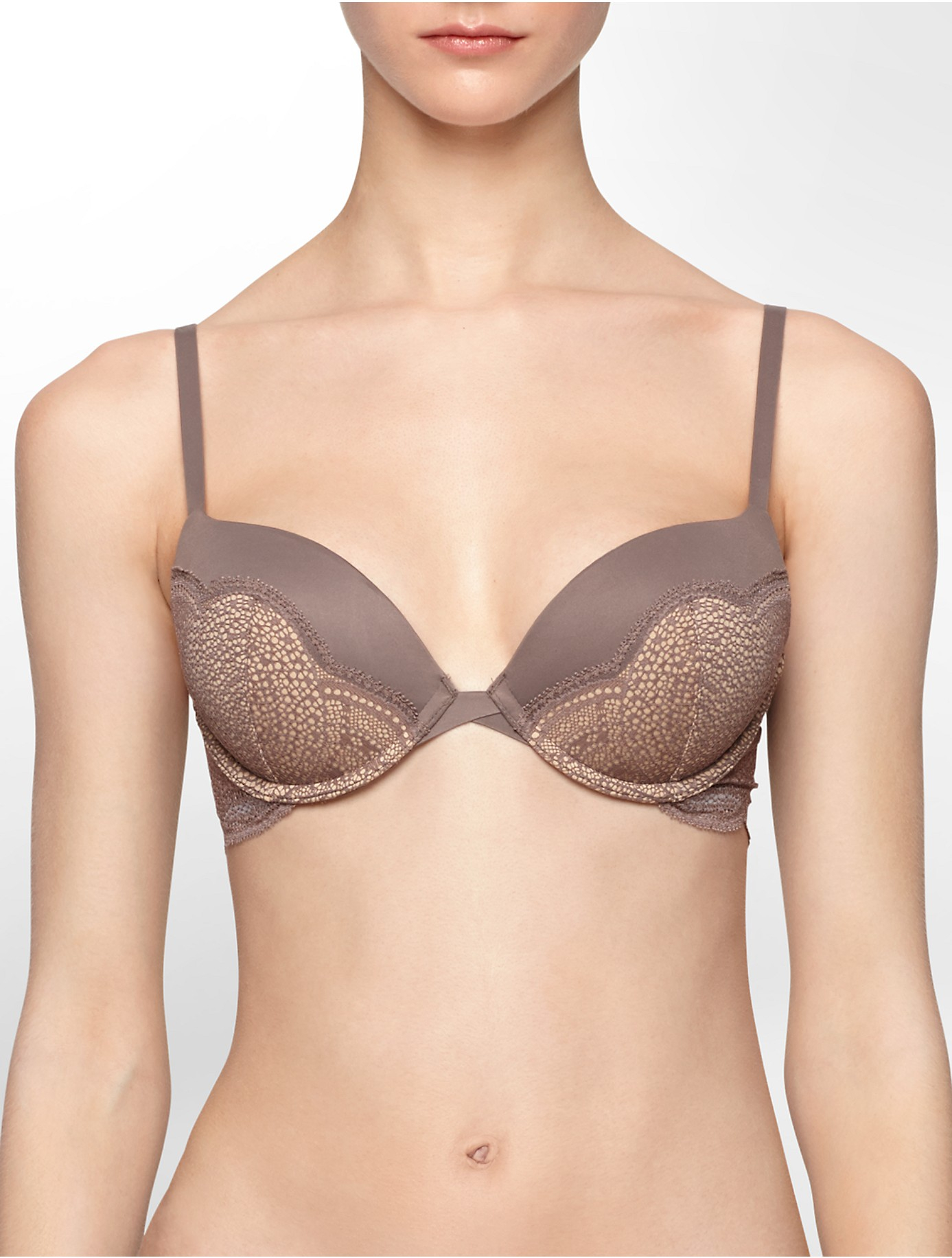 Calvin Klein Underwear Perfectly Fit Lace Push-up Bra in Smoke (Gray) - Lyst