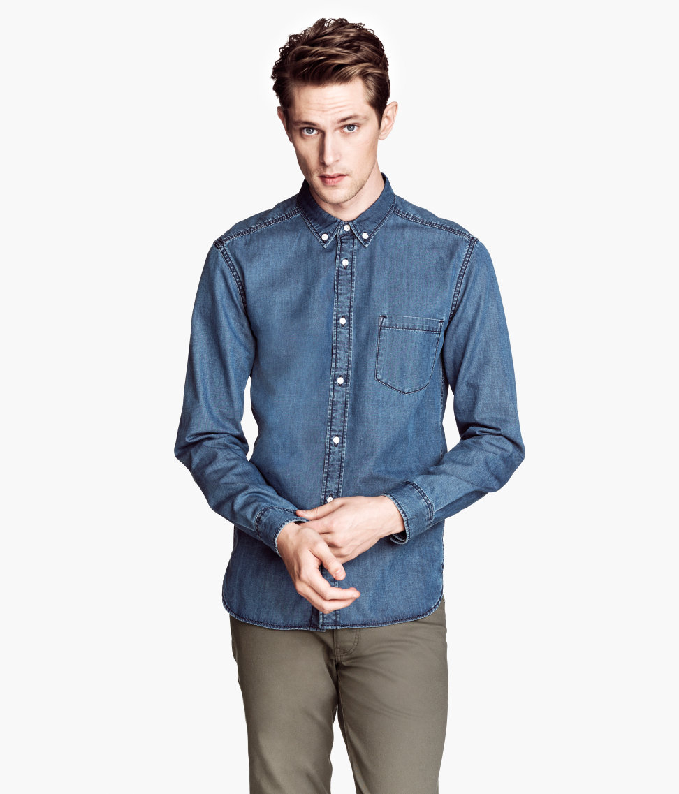 Lyst - H&M Denim Shirt in Blue for Men