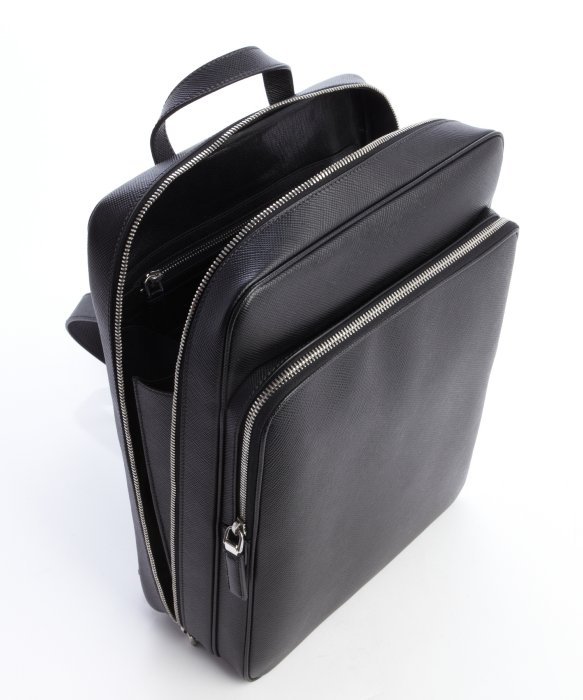 Prada Black Saffiano Squared Backpack in Black for Men | Lyst  