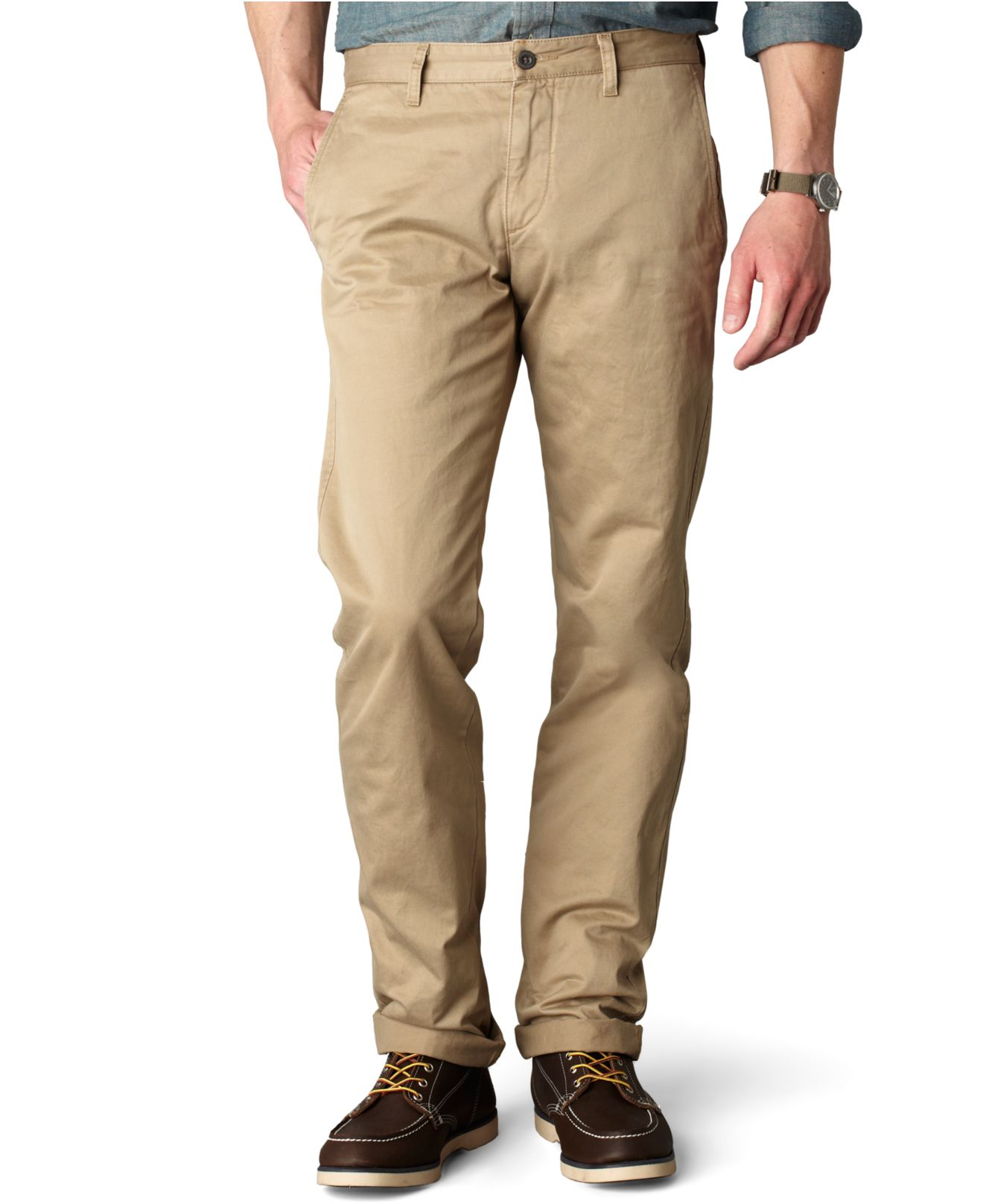 Dockers D1 Slim Tapered Fit Alpha Khaki Flat Front Pants in Natural for Men  | Lyst