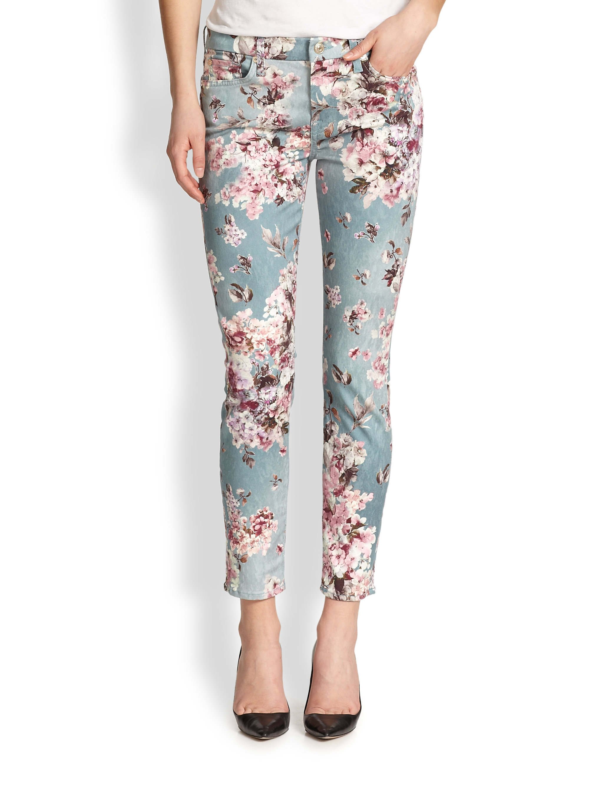 women's floral print jeans