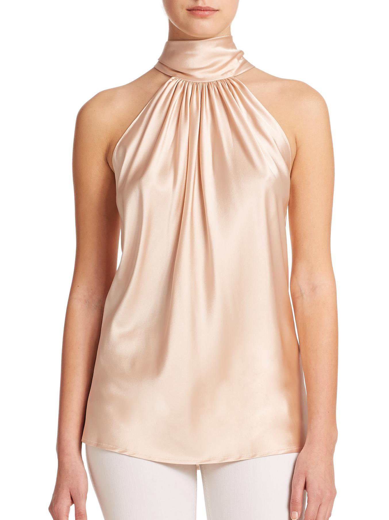 Ramy brook Paige Silk Halter Blouse in Pink | Lyst