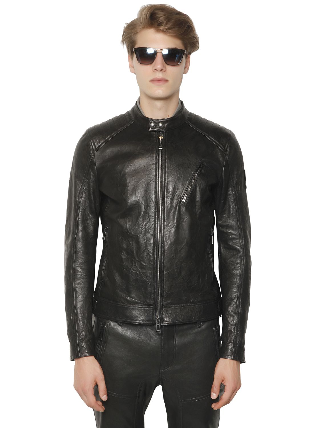 Belstaff K Racer Tumbled Leather Moto Jacket In Black For Men Lyst Gallery