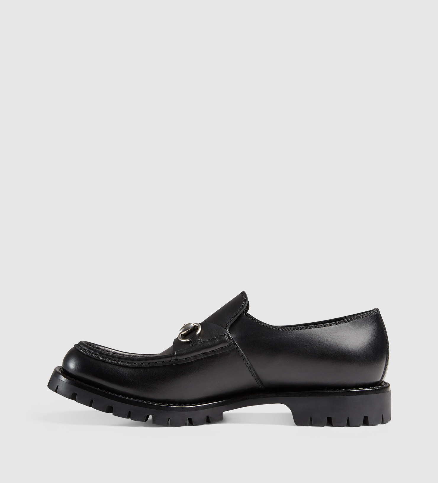 Gucci Men's Leather Lug Sole Horsebit Loafer in Black for Men | Lyst