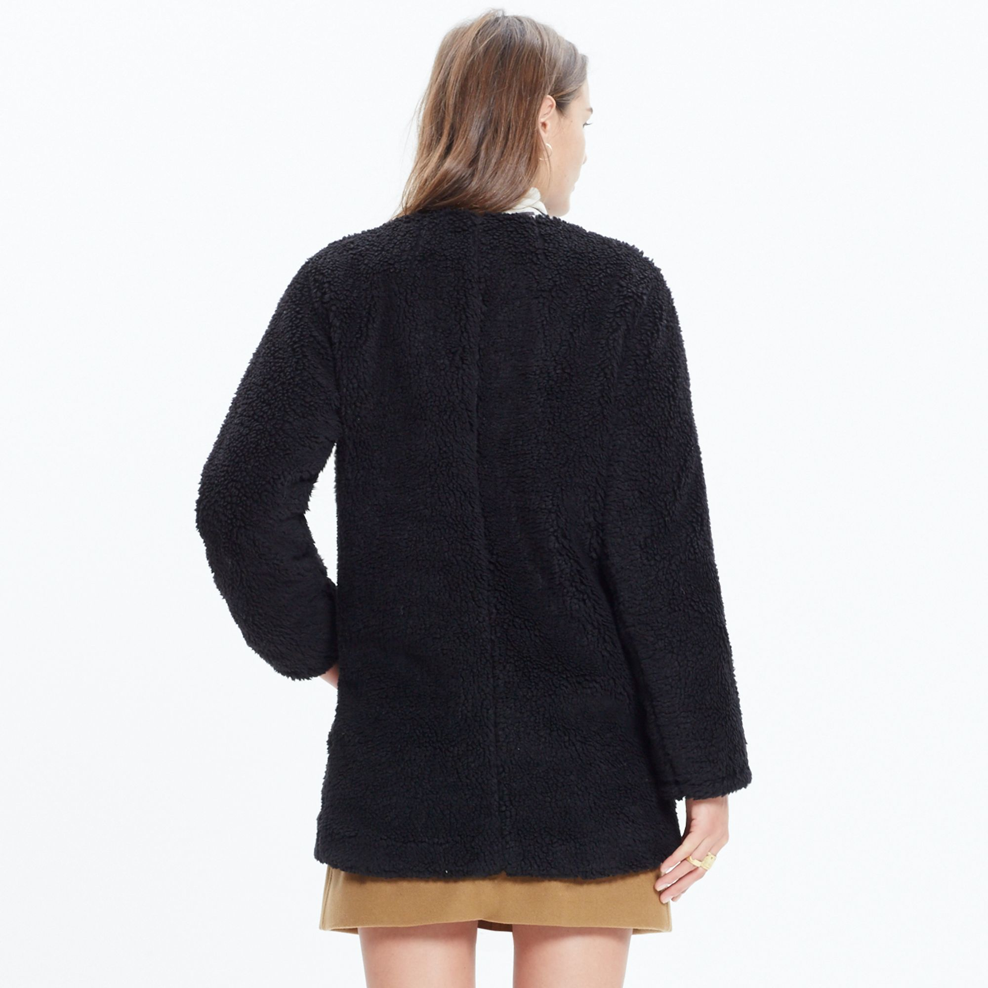 Long black sherpa coat Clearance