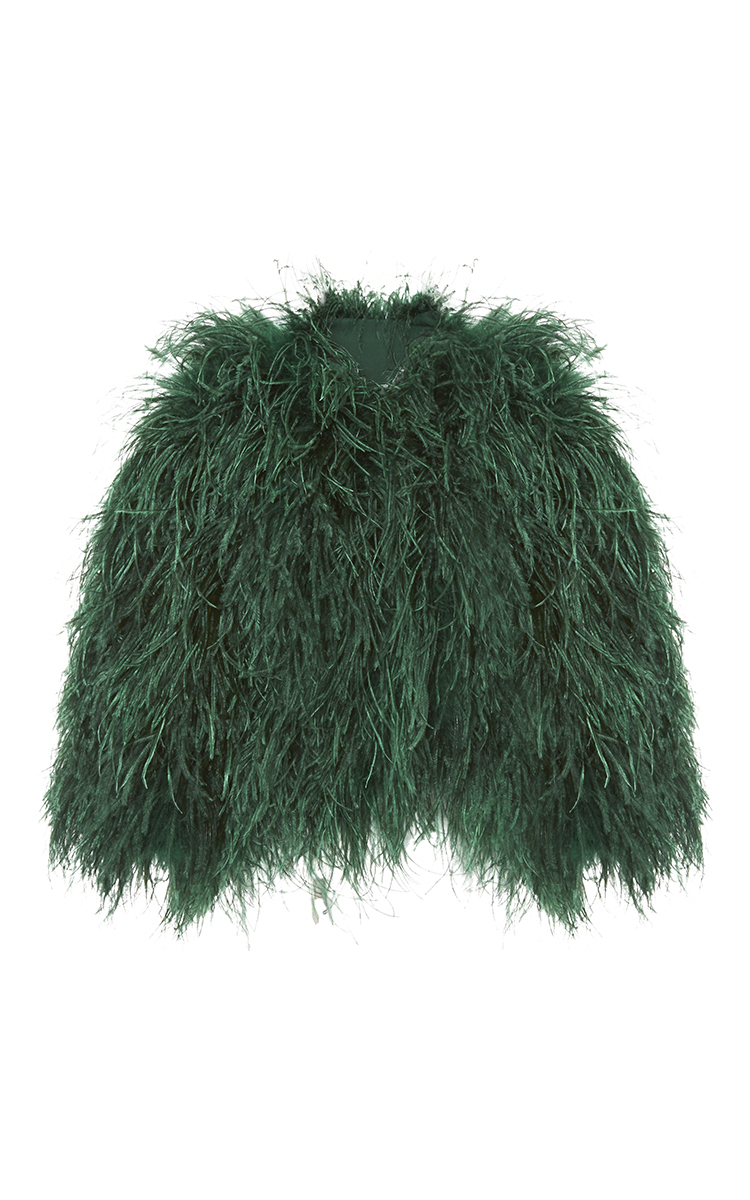 green ostrich feather jacket