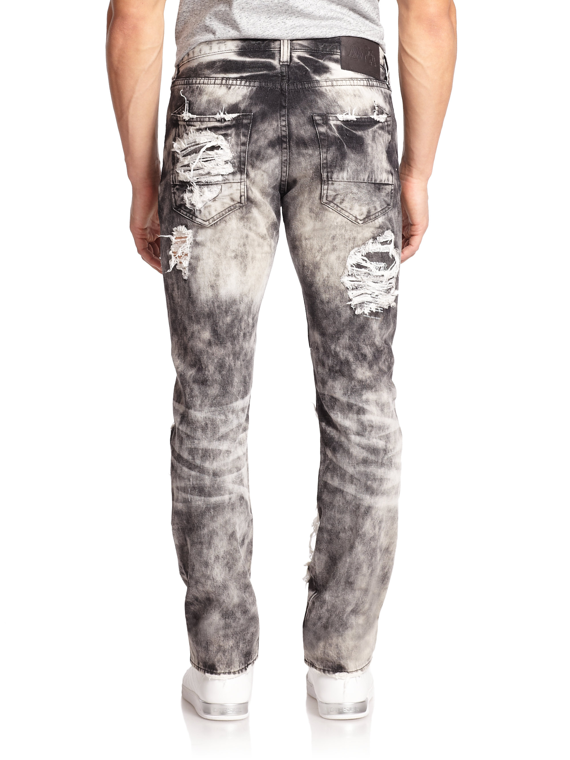 PRPS Dalia Destroyed & Distressed Denim Jeans in Black/White (Black