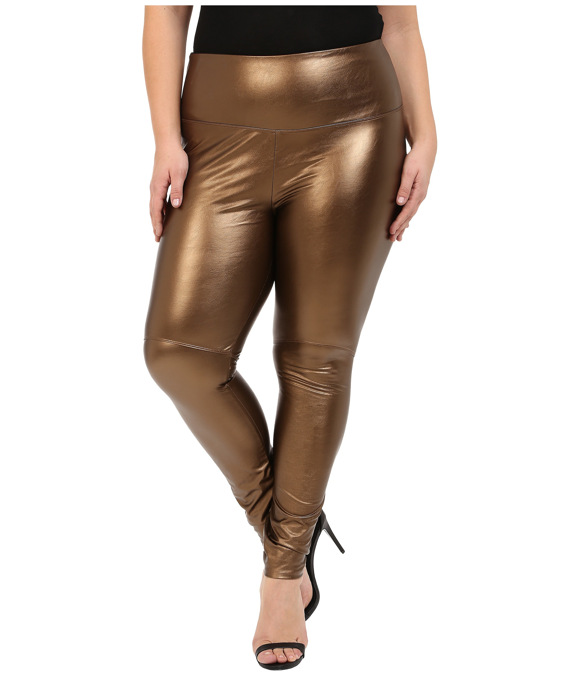 Lyssé Plus Size Vegan Leather Leggings in Copper (Metallic) - Lyst