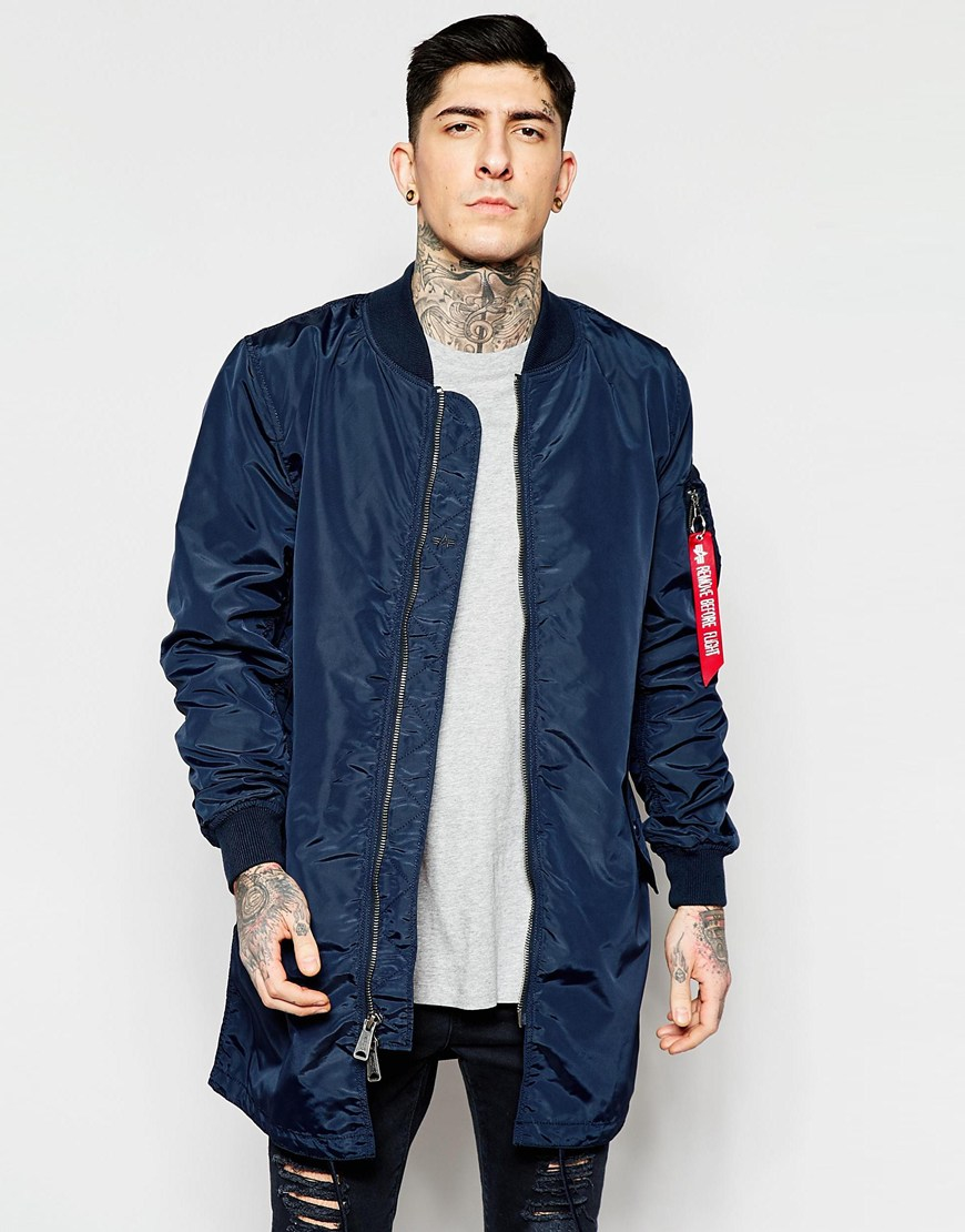 Alpha industries Ma1 Bomber Jacket Slim Fit In Navy in Blue for Men ...