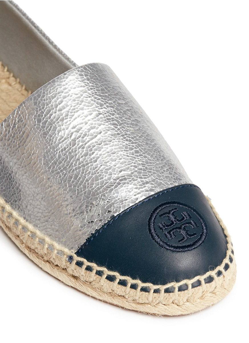 tory burch silver espadrilles