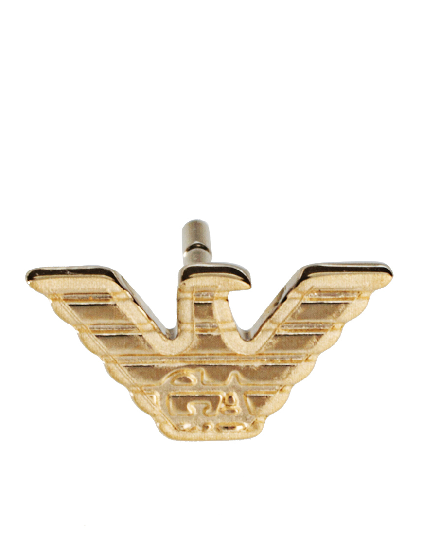 Emporio Armani Gold Plated Eagle Stud Earrings in Metallic for Men | Lyst