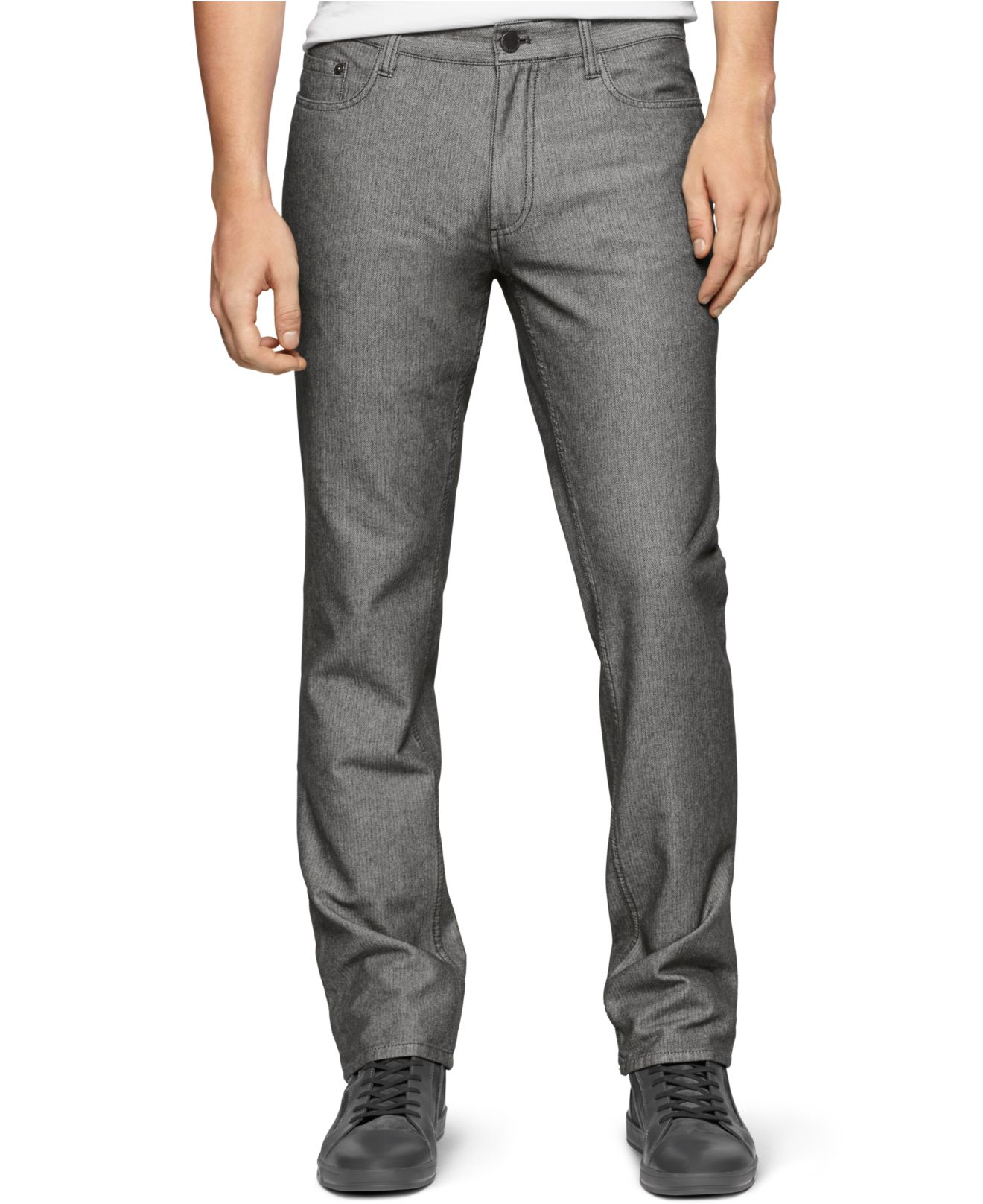 Calvin Klein Slim-straight Herringbone Jeans in Gray for Men | Lyst