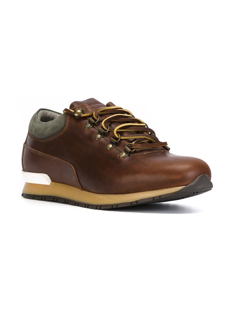 Canali Leather Lace-up Sneakers in Brown for Men - Lyst