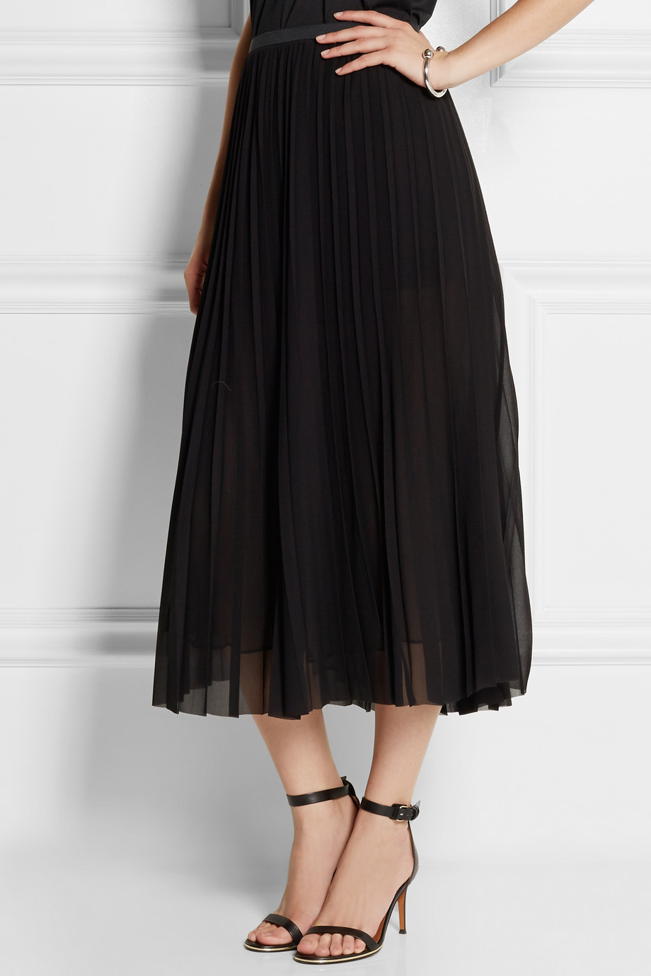 black midi chiffon skirt 