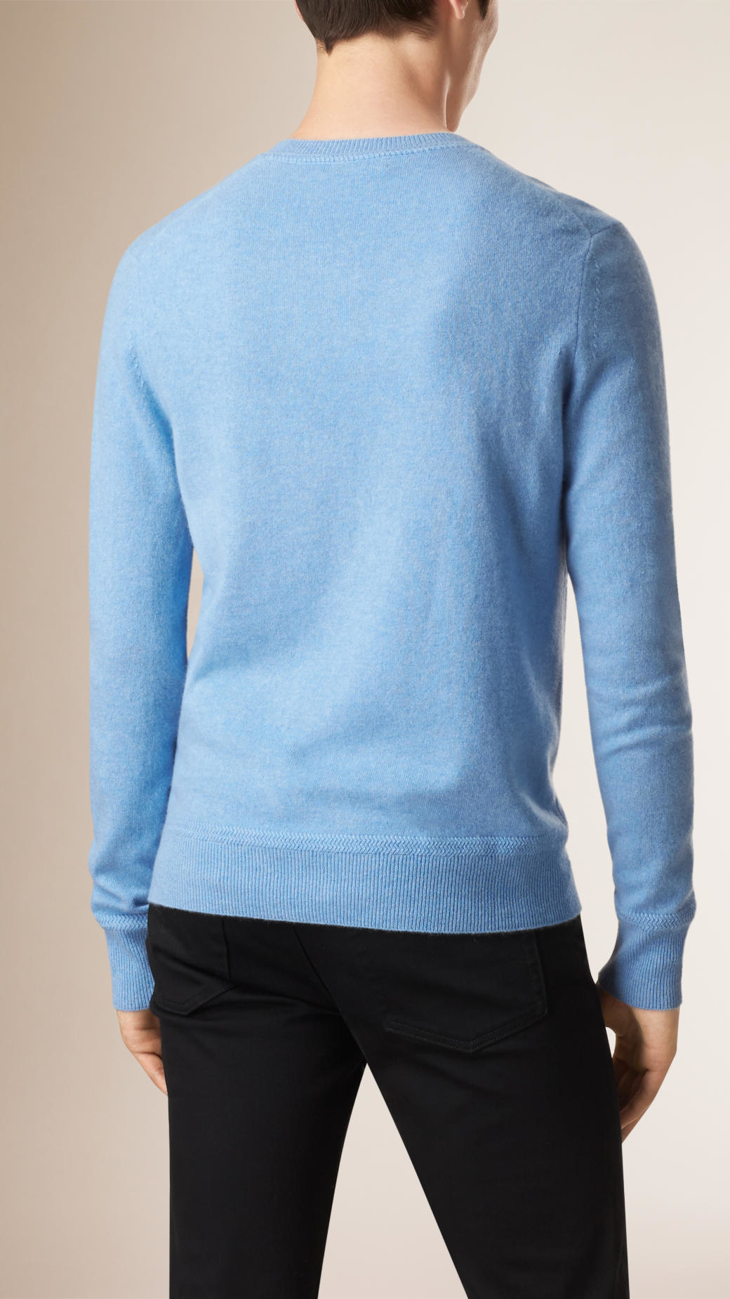 Lyst - Burberry Crew Neck Cashmere Sweater Light Blue in Blue for Men
