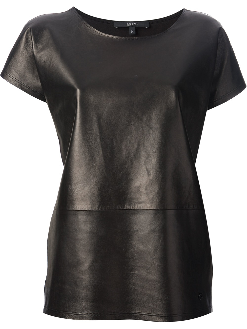 Gucci Leather T-Shirt in Black - Lyst