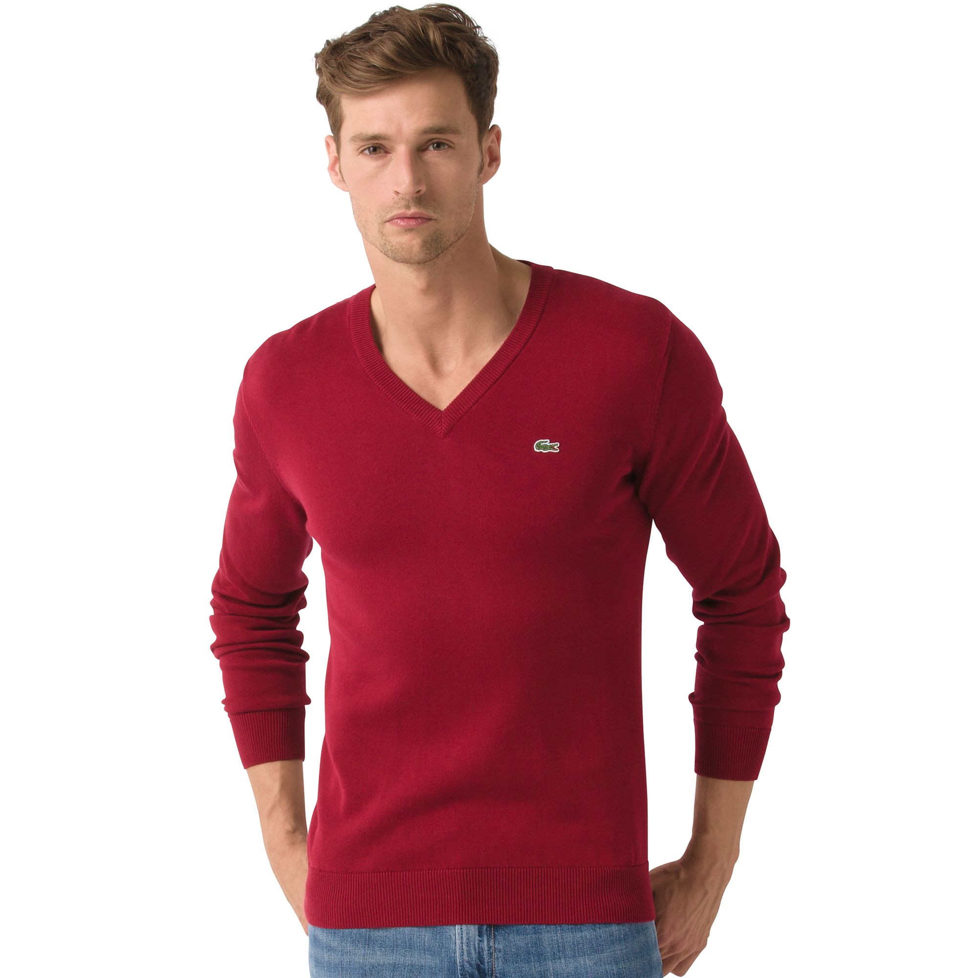 red lacoste sweater