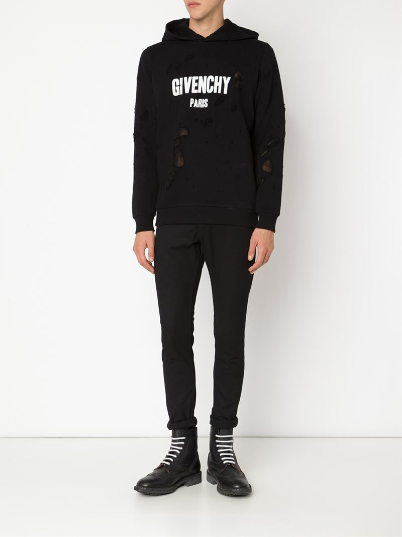 givenchy black ripped hoodie