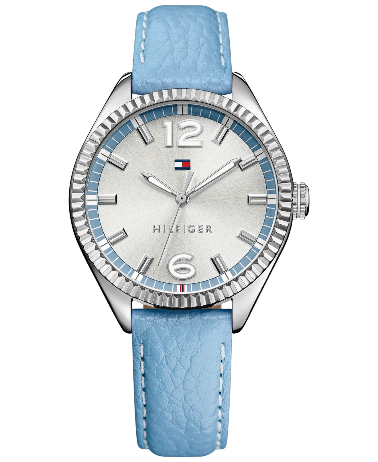 Tommy Hilfiger Women's Light Blue Leather Strap Watch 36mm 1781518 - Lyst