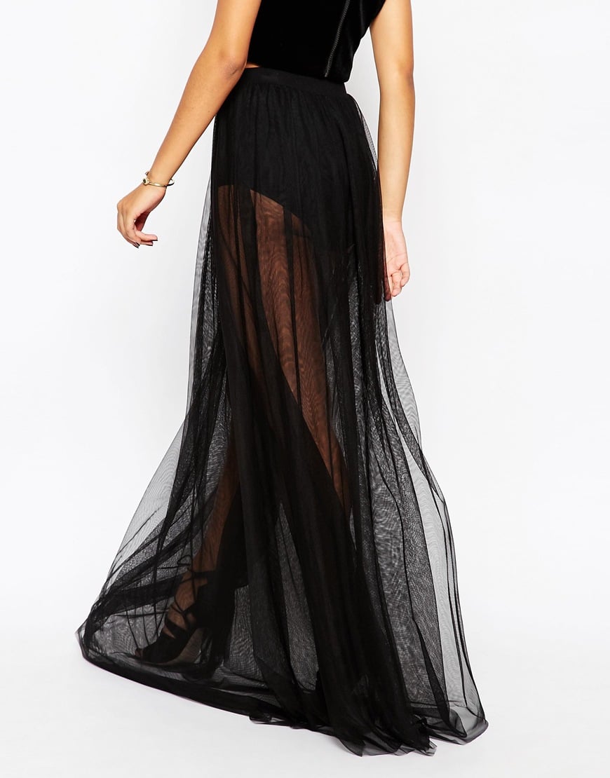 ASOS Synthetic Sheer Maxi Skirt With Knicker Short in Black - Lyst