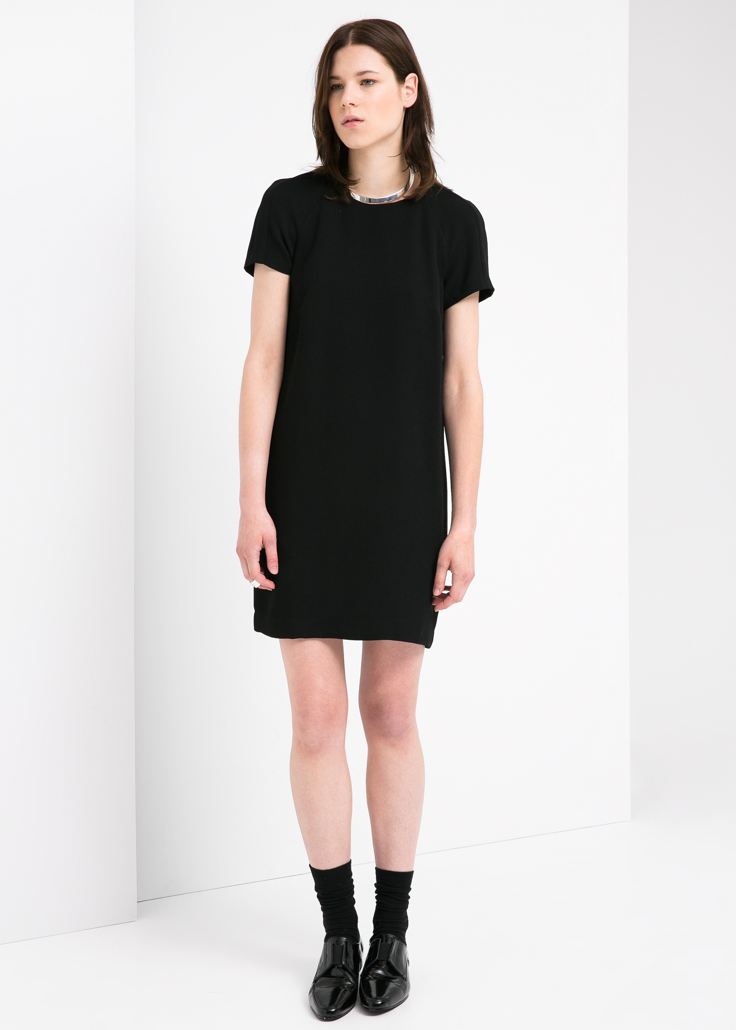 black crepe shift dress