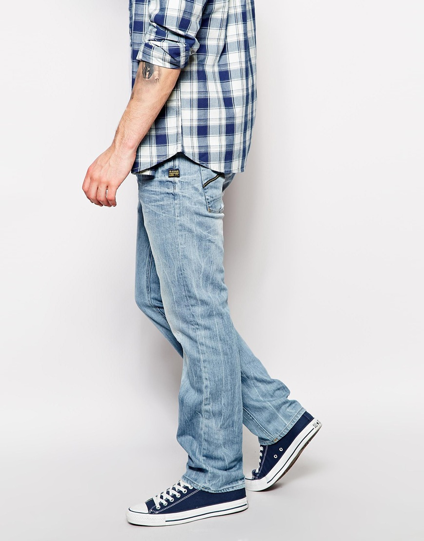 GStar RAW G Star Jeans Attacc Low Straight Fit Light Aged in Blue for