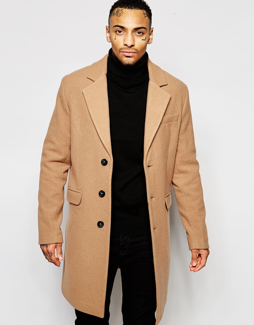 Asos Wool Rich Overcoat In Camel in Natural for Men Lyst