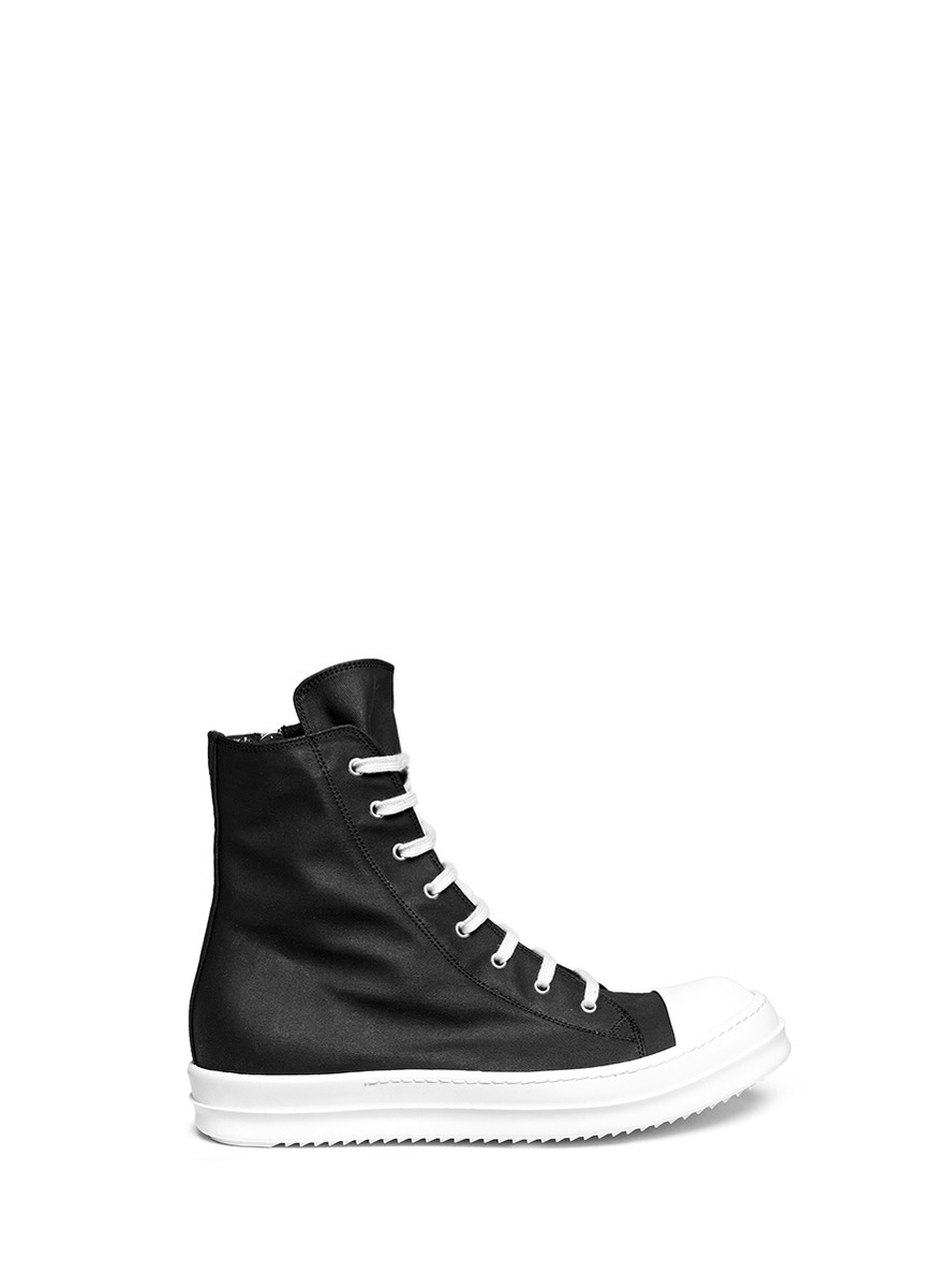 Rick Owens Waxed Denim High-top Sneakers in Black for Men | Lyst