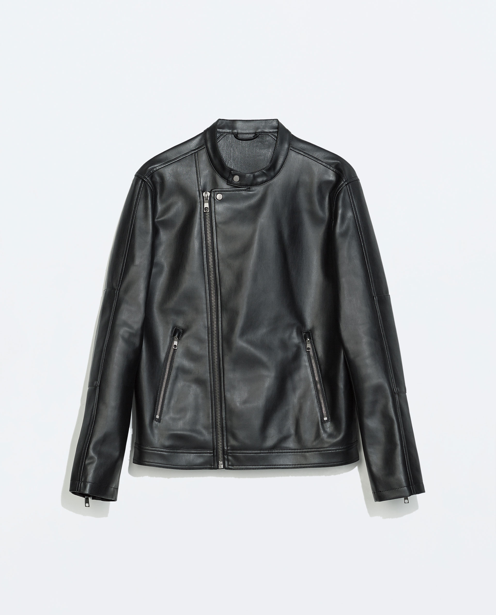 Zara Asymmetric Zip Faux Leather Jacket In Black For Men Lyst Gallery