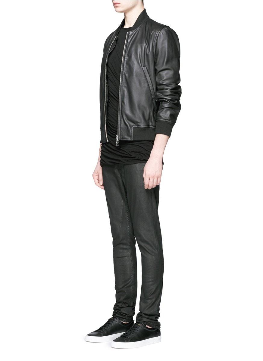 Rick Owens Drkshdw 'detroit' Waxed Denim Slim Fit Jeans in Black for
