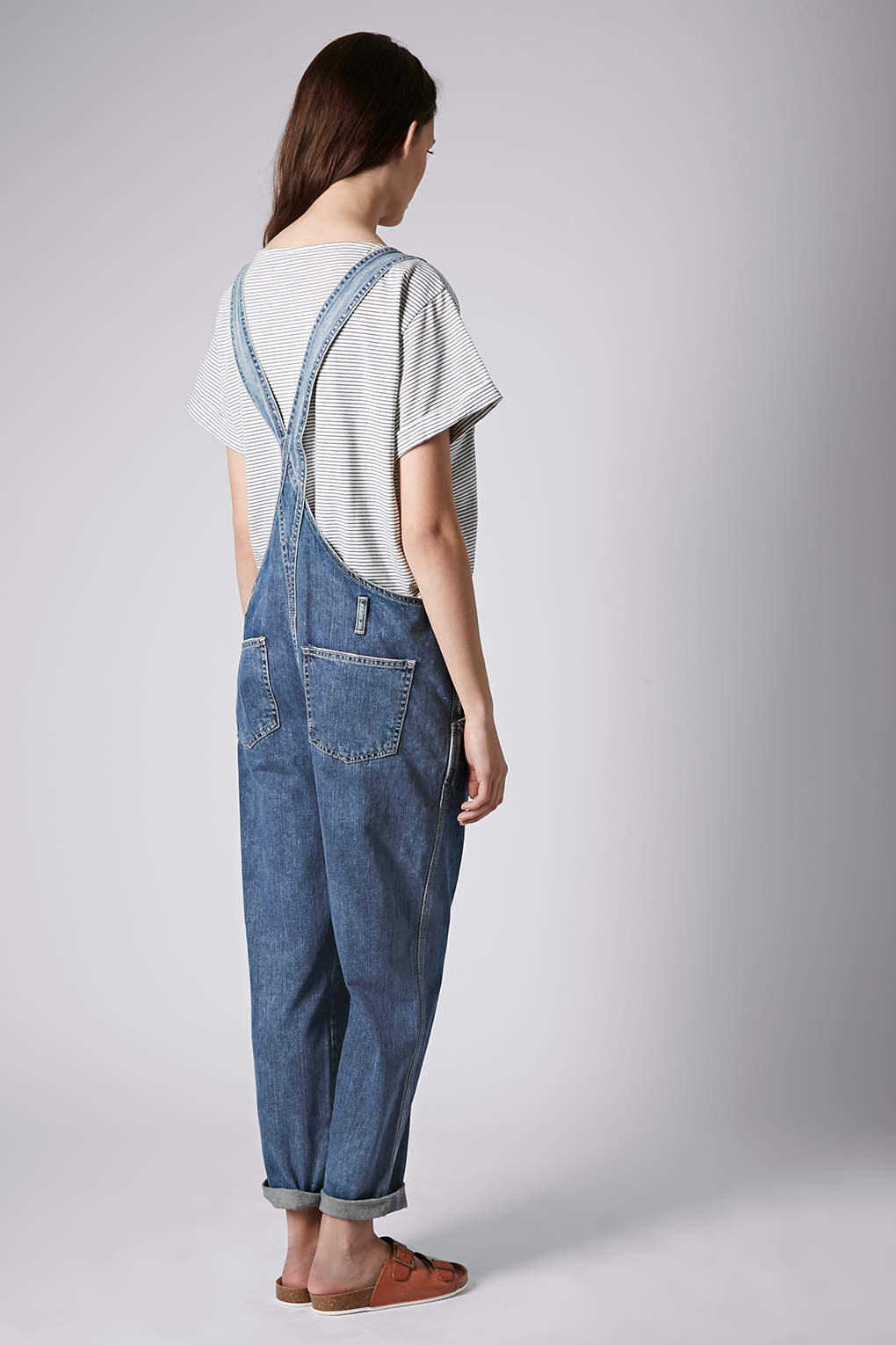 Maternity Moto Denim Long Leg Dungarees in Mid Stone (Blue) Lyst
